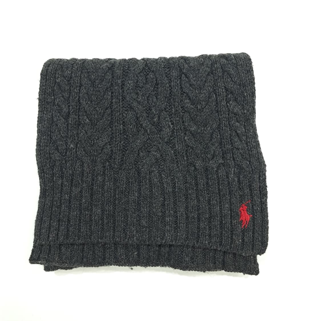 MX127 폴로 랄프로렌 다크그레이 램스울 케이블 니트 목도리 머플러 상품이미지7