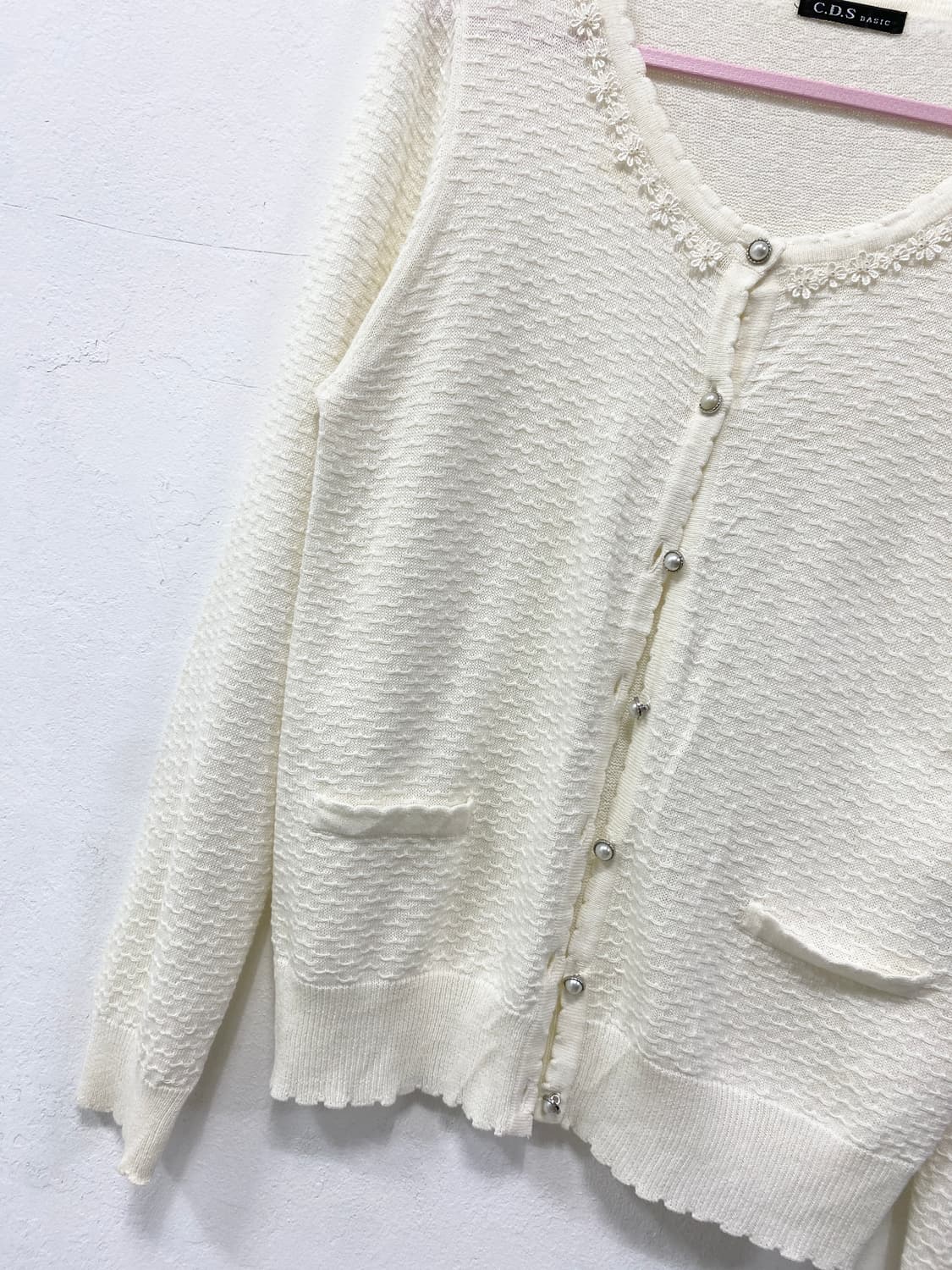 [C.D.S] 로걀 달천깔 비즈 레이스 가디건 상품이미지8