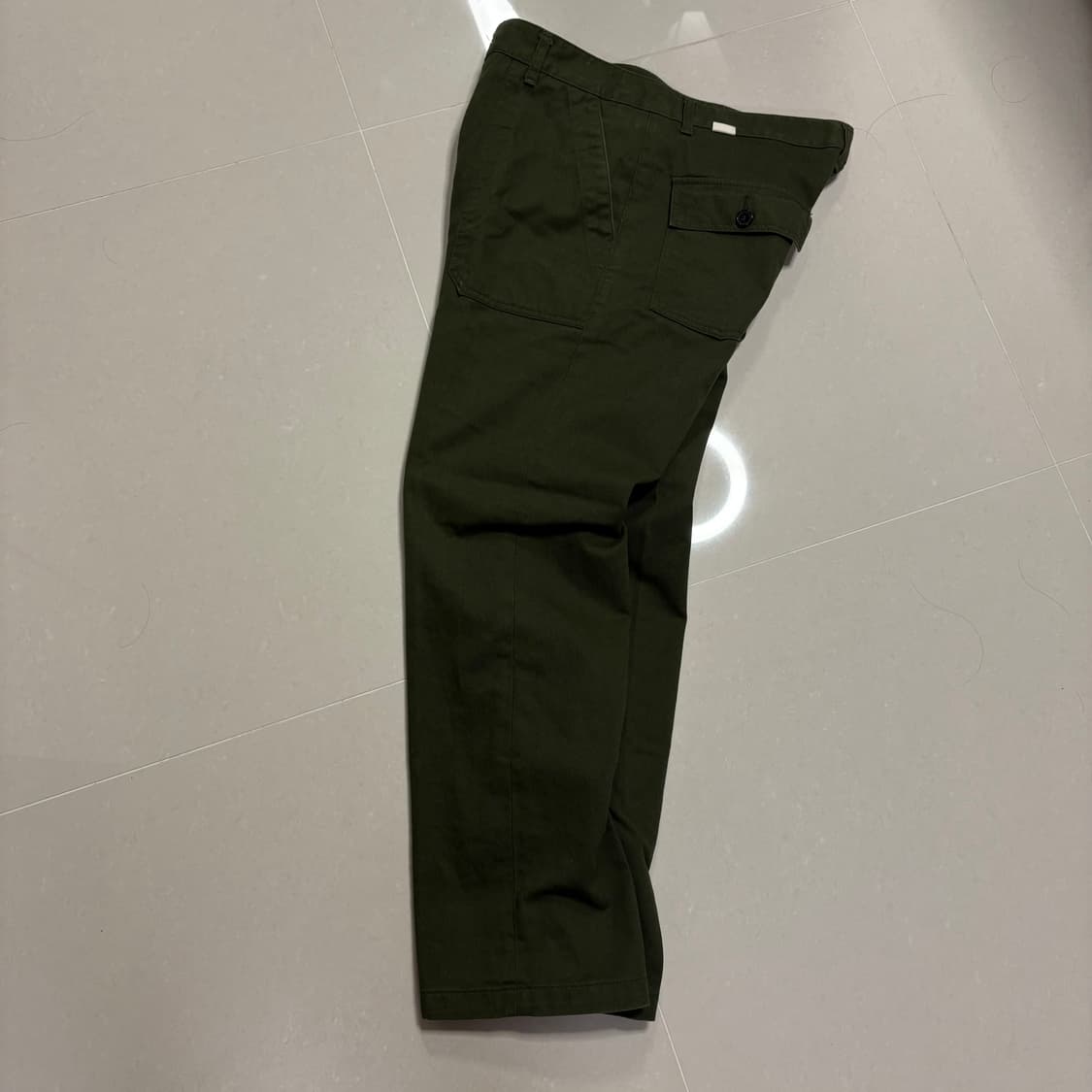 정품 유니폼브릿지 와이드 카키 퍼티그 팬츠 면바지 32인치 상품이미지4