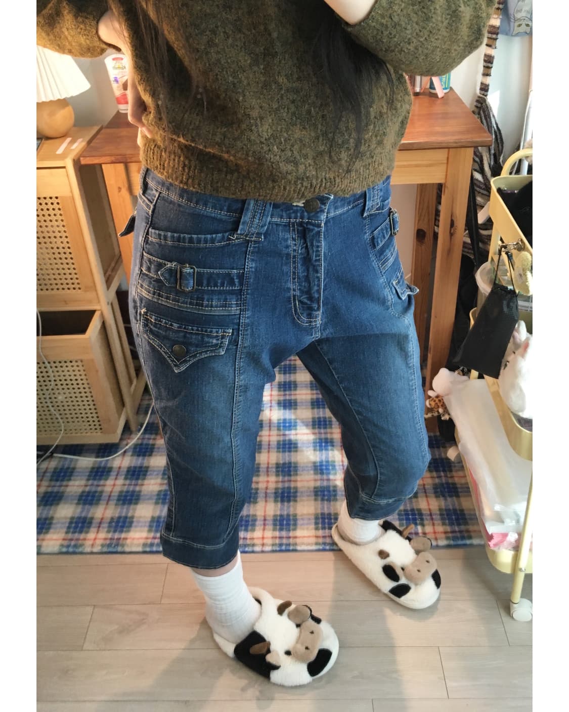 vintage pocket denim capri pants blue 상품이미지4