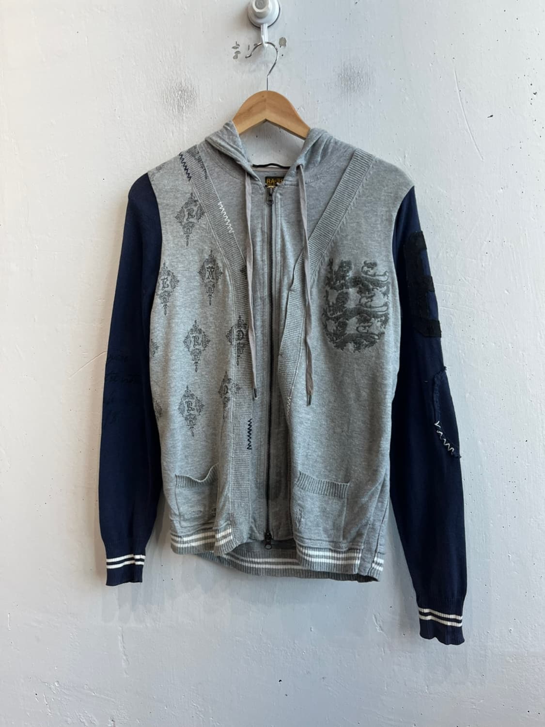 RARE 데미지 엘보패치 후드집업  상품이미지1