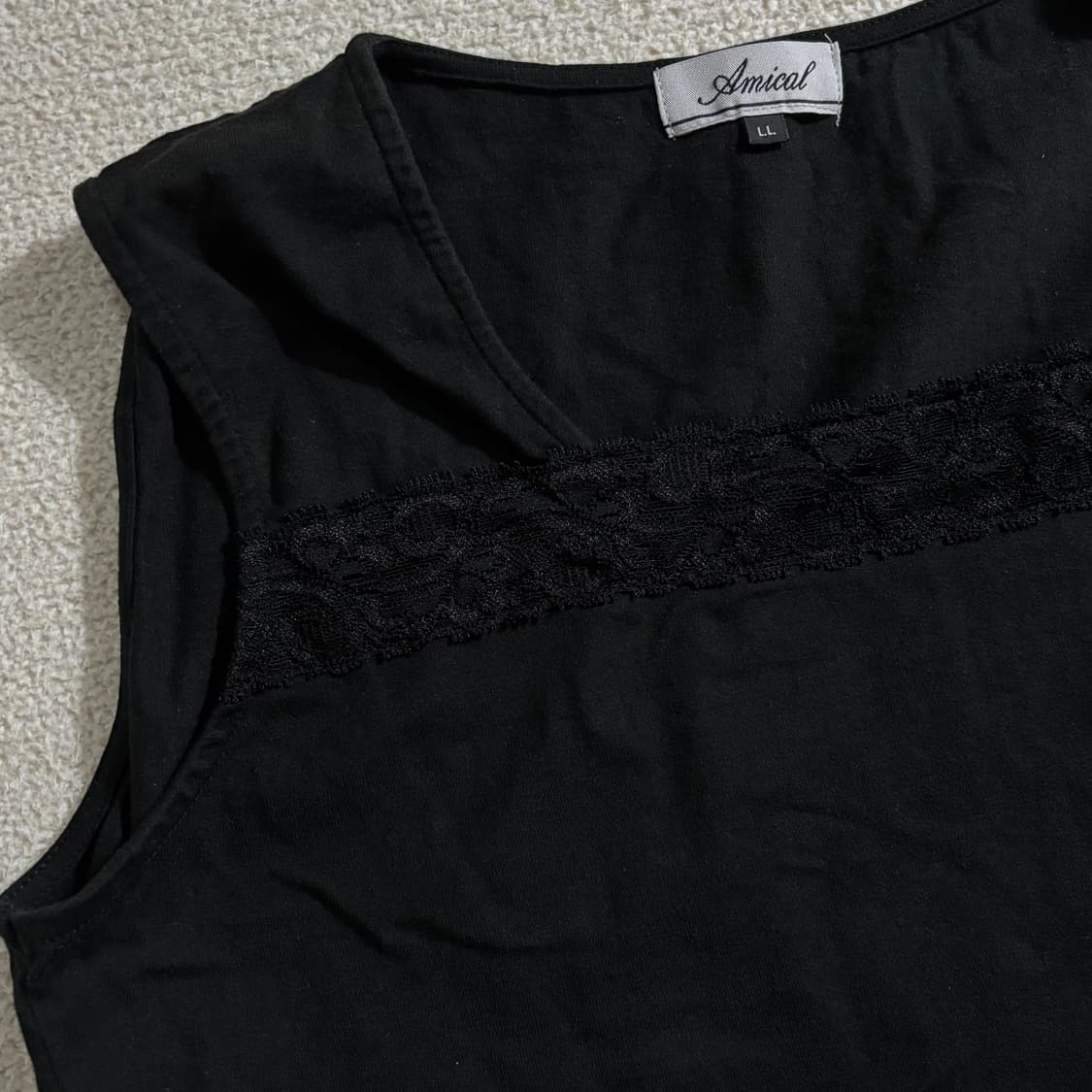 일본빈티지 블랙 레이스포인트 나시 탑 상품이미지2