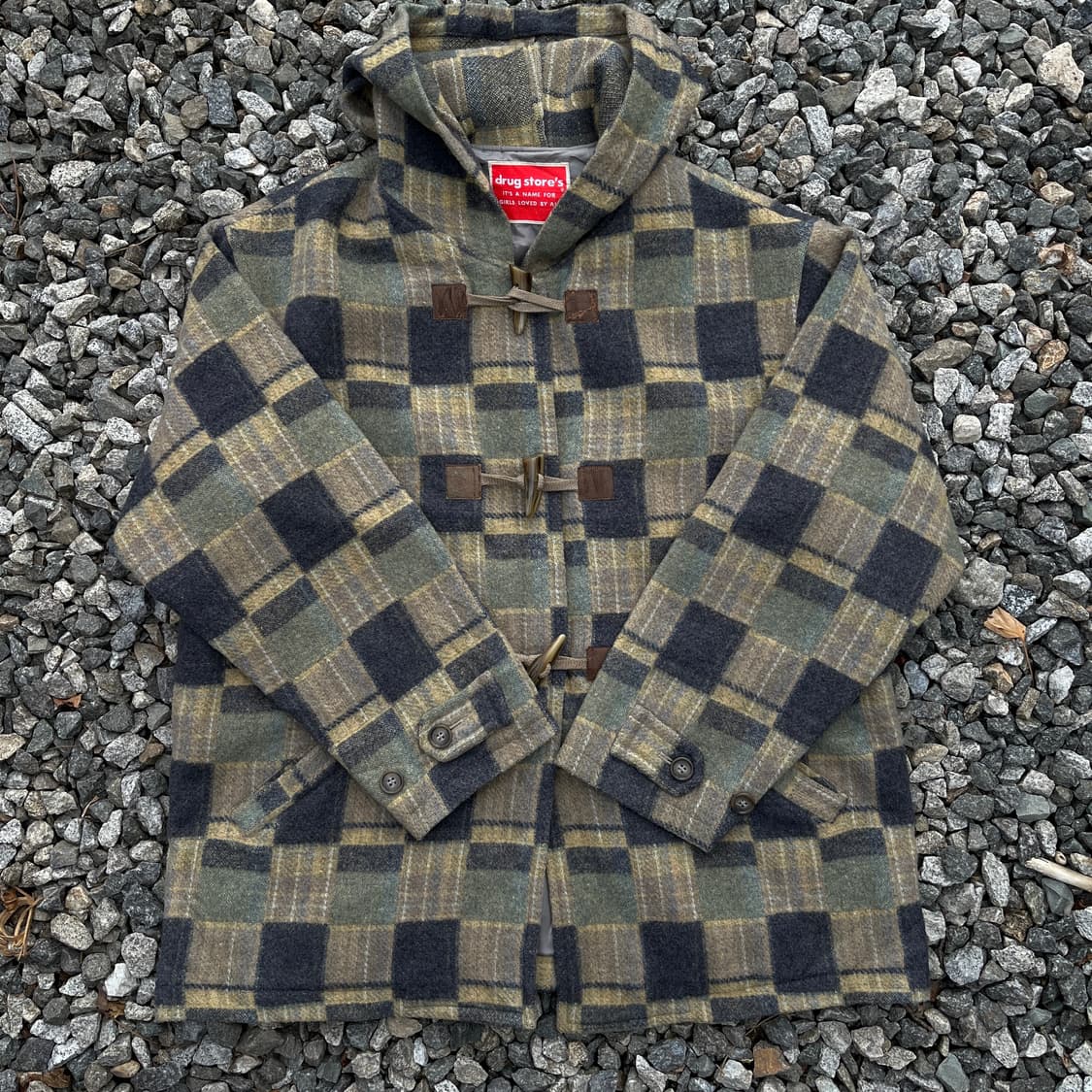 drug store's 일본 빈티지 체크무늬 후드 더플 코트(실측확인) 상품이미지10