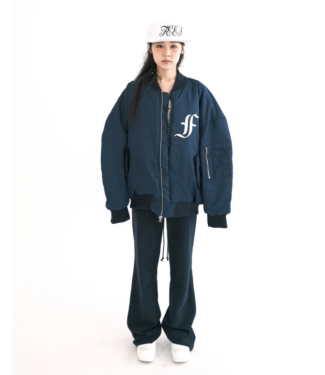 샵페어리 patch bomber padded jacket (navy) 상품이미지1