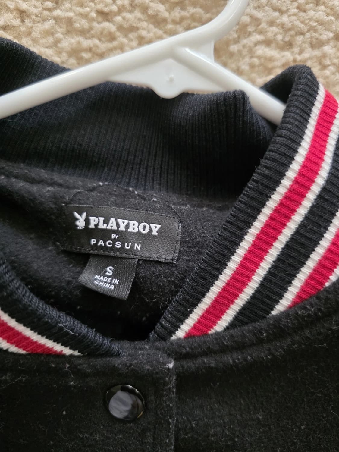플레이보이 x 팩선 러브 클럽 레터맨 바시티 자켓 블랙 상품이미지5