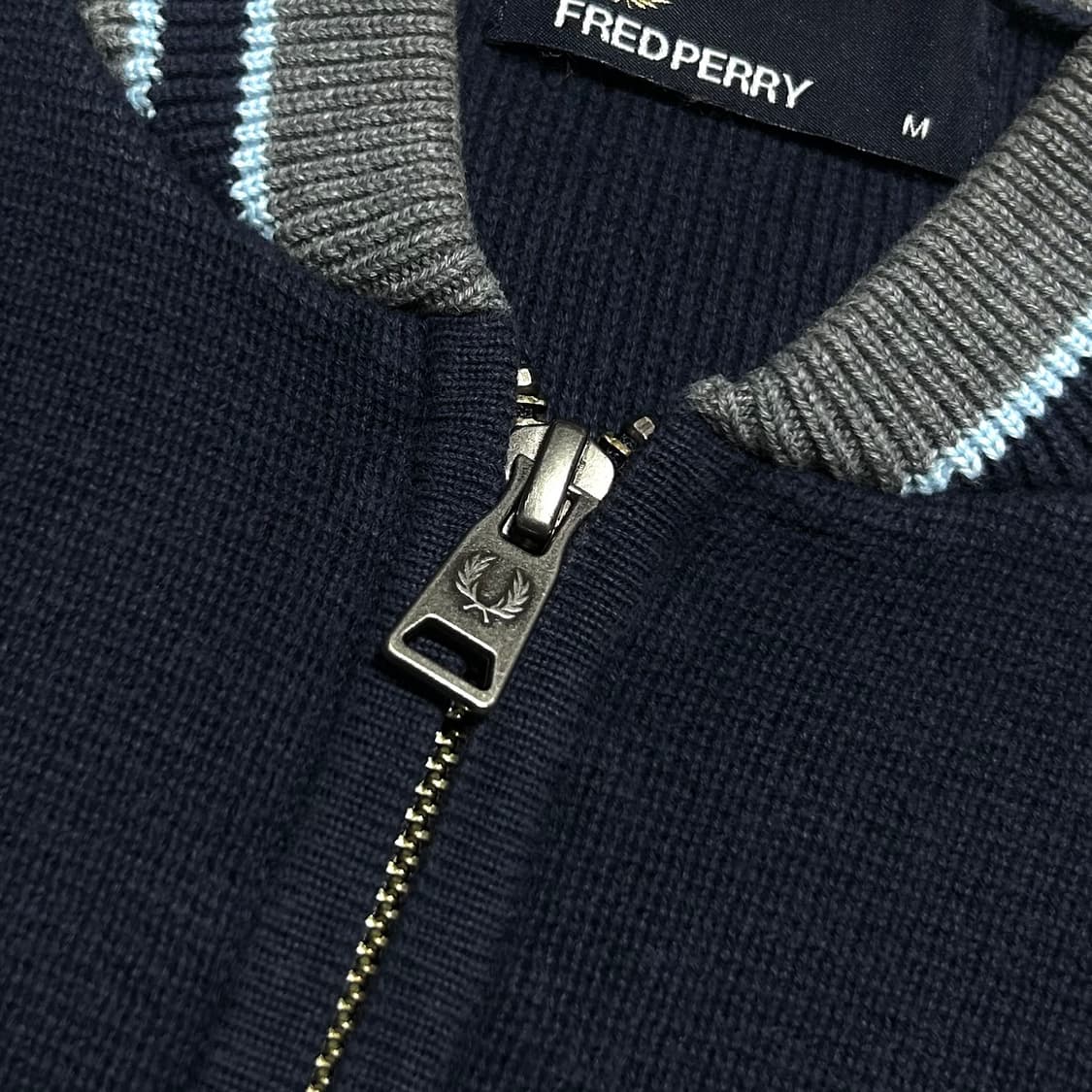 [M] Fredperry 프레드페리 미드웨이트 코튼 니트 집업 자켓 상품이미지4