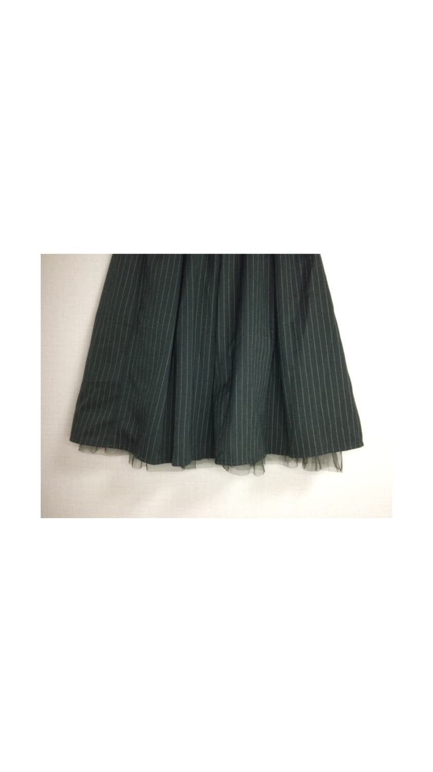 빈티지 딥그린 스트라이프 리버시블 레이스 밴딩 스커트 상품이미지3