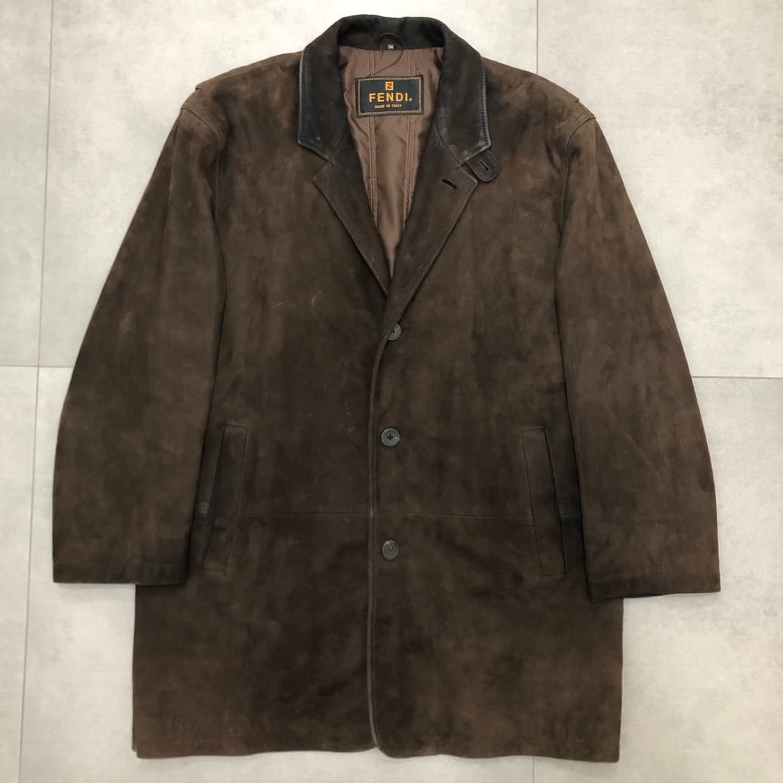 펜디 빈티지 이태리 스웨이드 레더 가죽 코트 자켓 50 상품이미지1