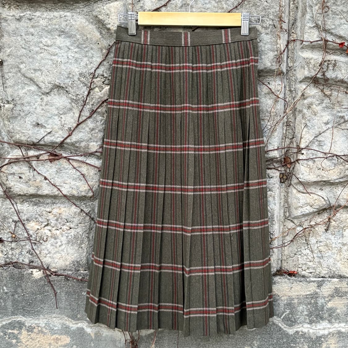 빈티지 체크 타탄 플리츠 롱 스커트 상품이미지2