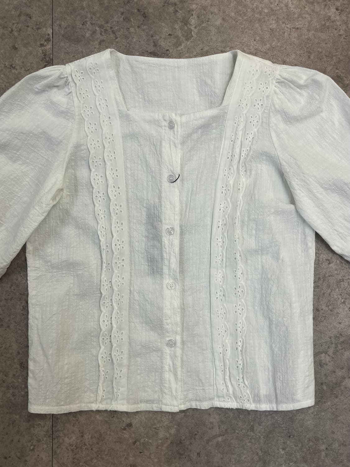 빈티지 펀칭 반팔 블라우스 화이트 #csz3747 상품이미지5