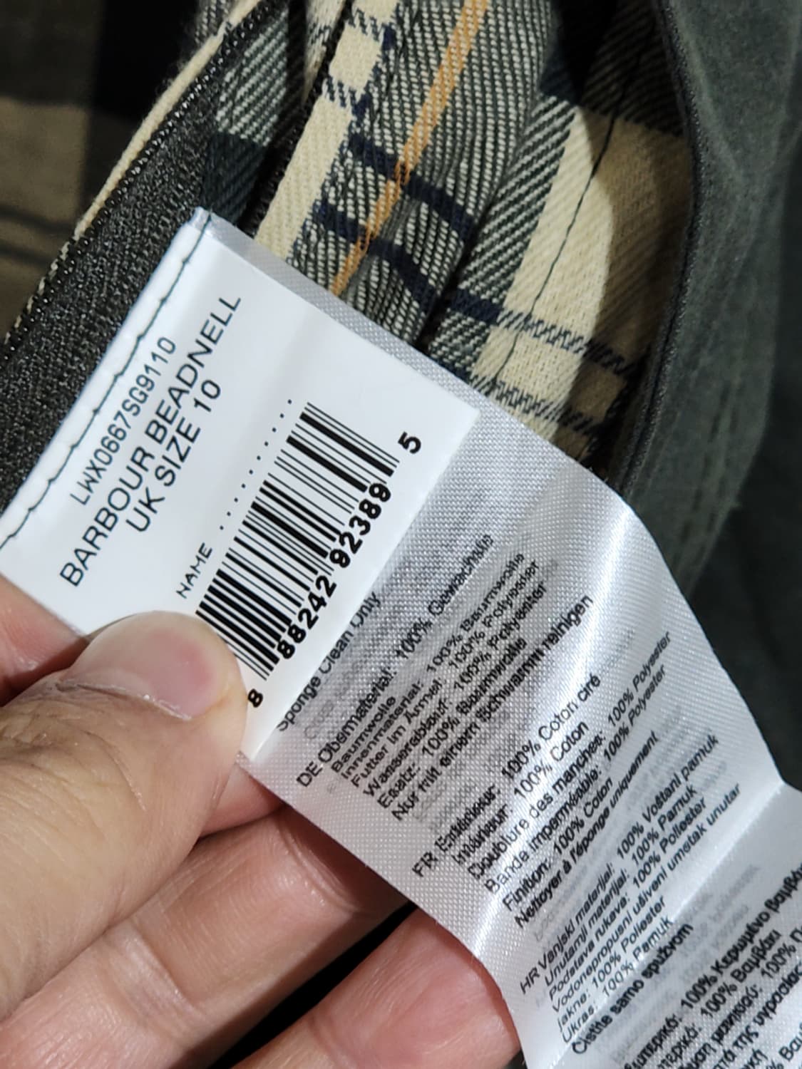 (M) 바버 비드넬 왁스자켓 세이지 왁싱점퍼 영국판  상품이미지5