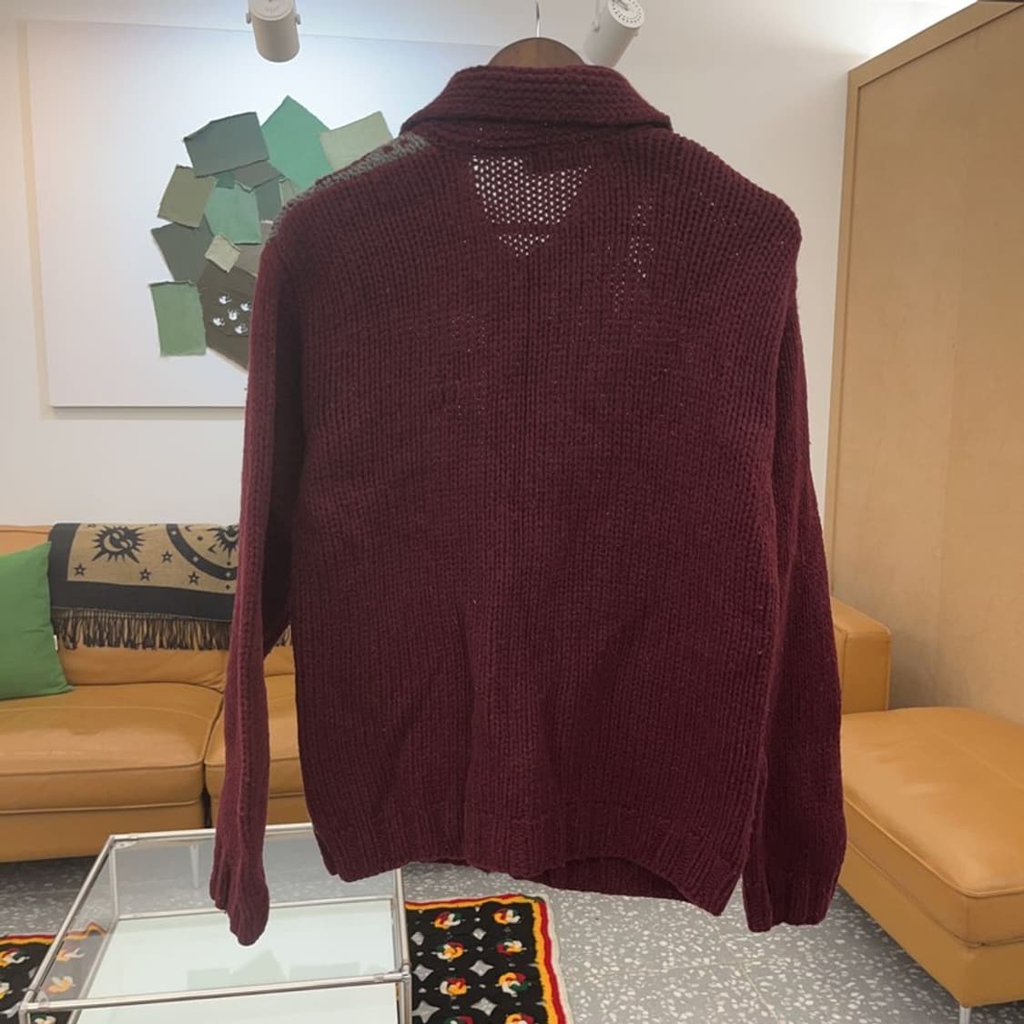 챔스 스노우 플레이크 버건디 니트 집업 가디건 L C06648 상품이미지4