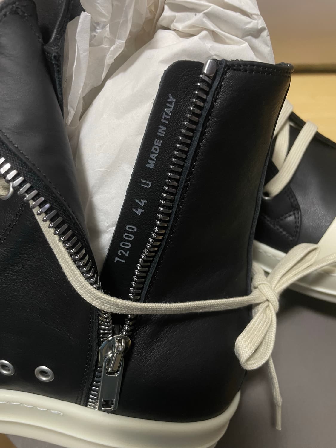 [43,44] 릭오웬스 라몬즈 하이탑 스니커즈 블랙밀크 상품이미지4