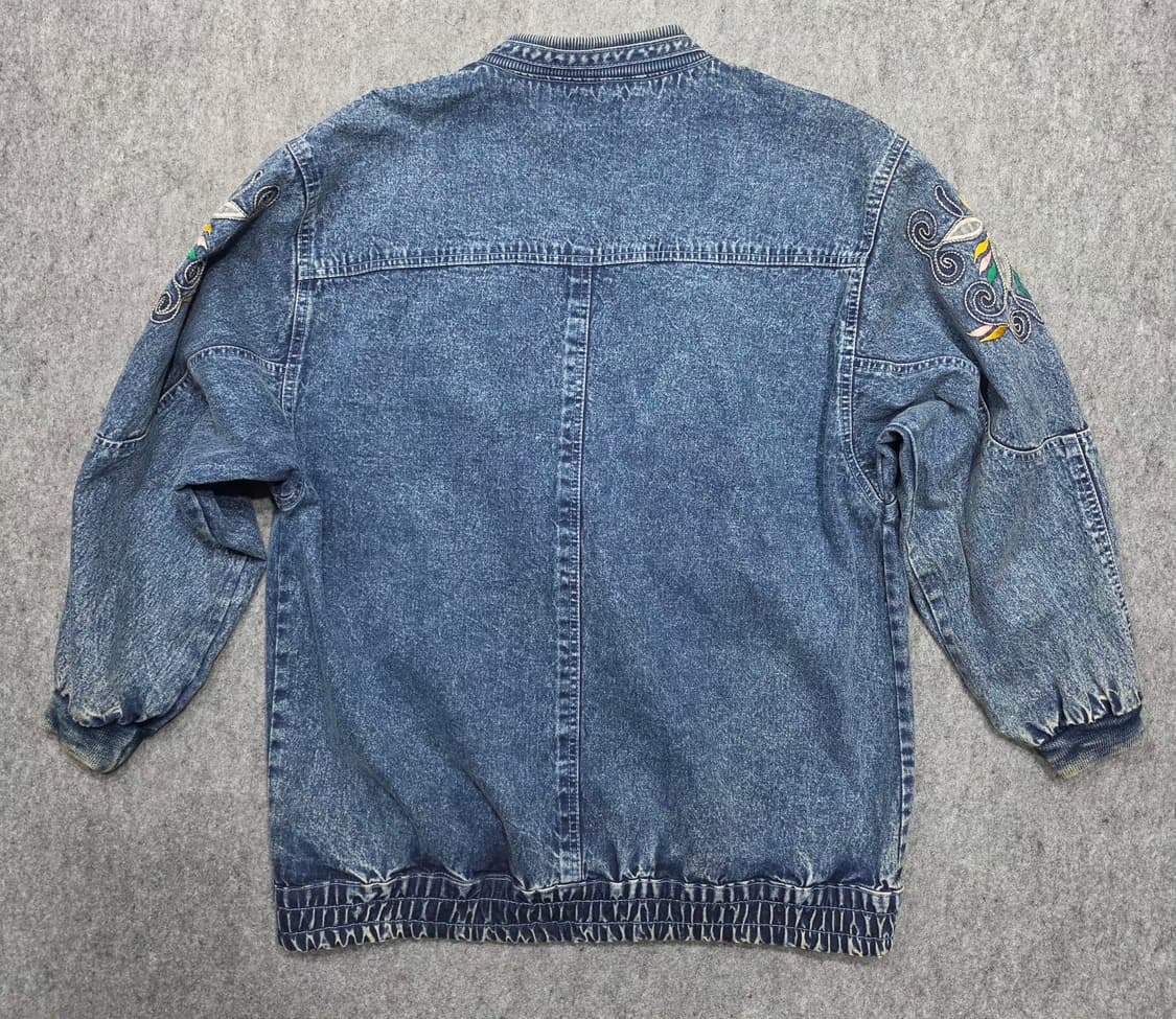 빈티지 자수 디테일 애시드워싱 데님자켓 청자켓 상품이미지2