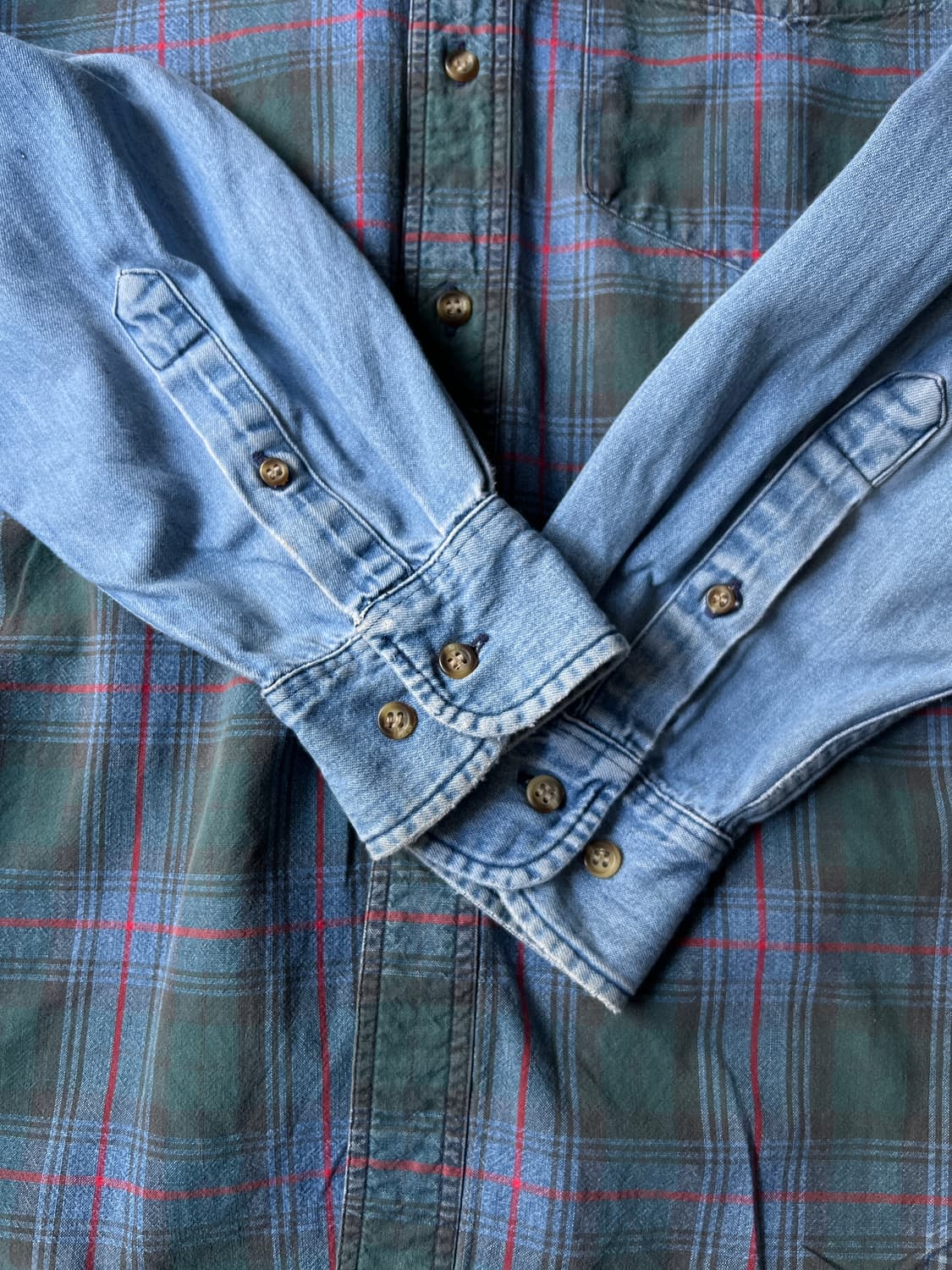 [S]90's Old GAP 올드갭 타탄체크 데님 셔츠 상품이미지5