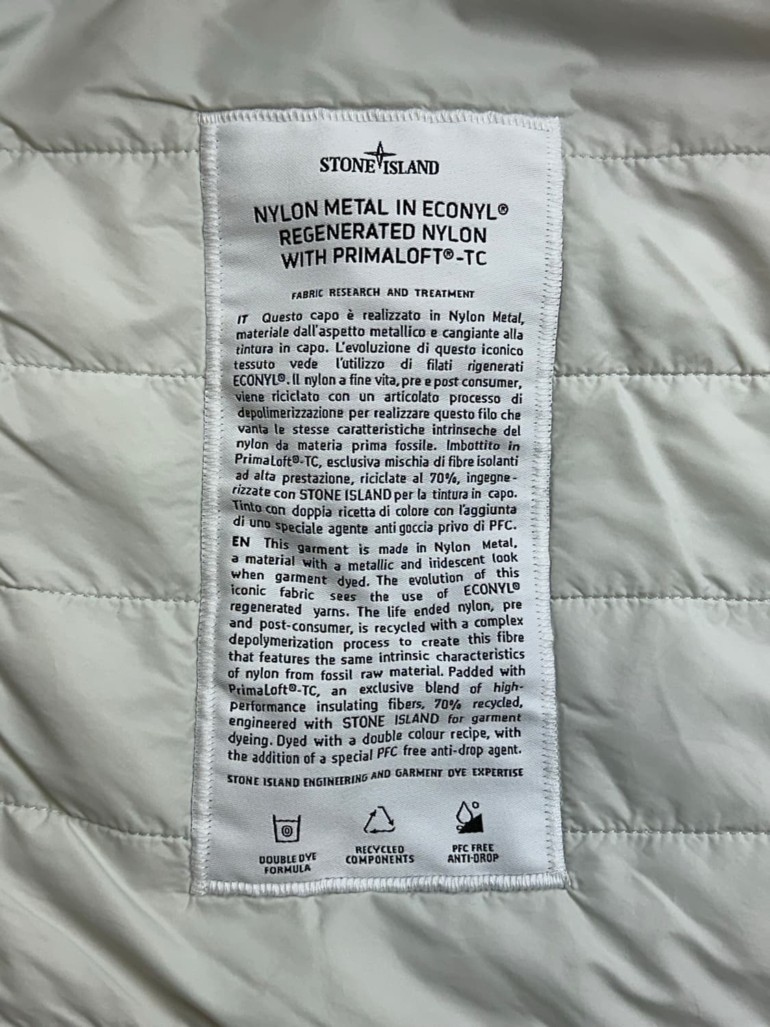 [M] 정품 스톤아일랜드 22FW 나일론메탈 프리마로프트 자켓 펄그레이 상품이미지6