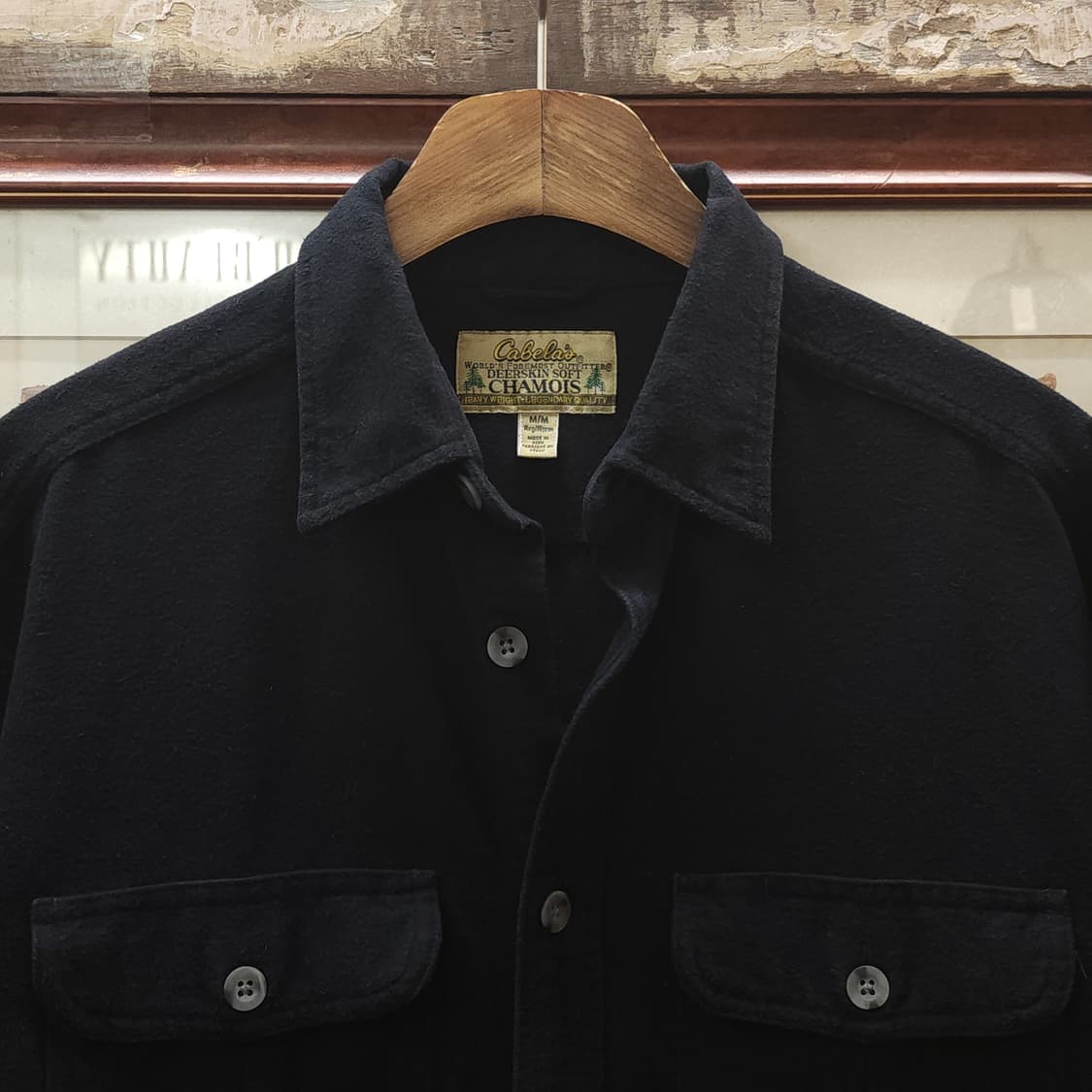90s 빈티지 워크셔츠 샤모아 디어스킨 헤비코튼 빈티지 셔츠 블랙 M 상품이미지4