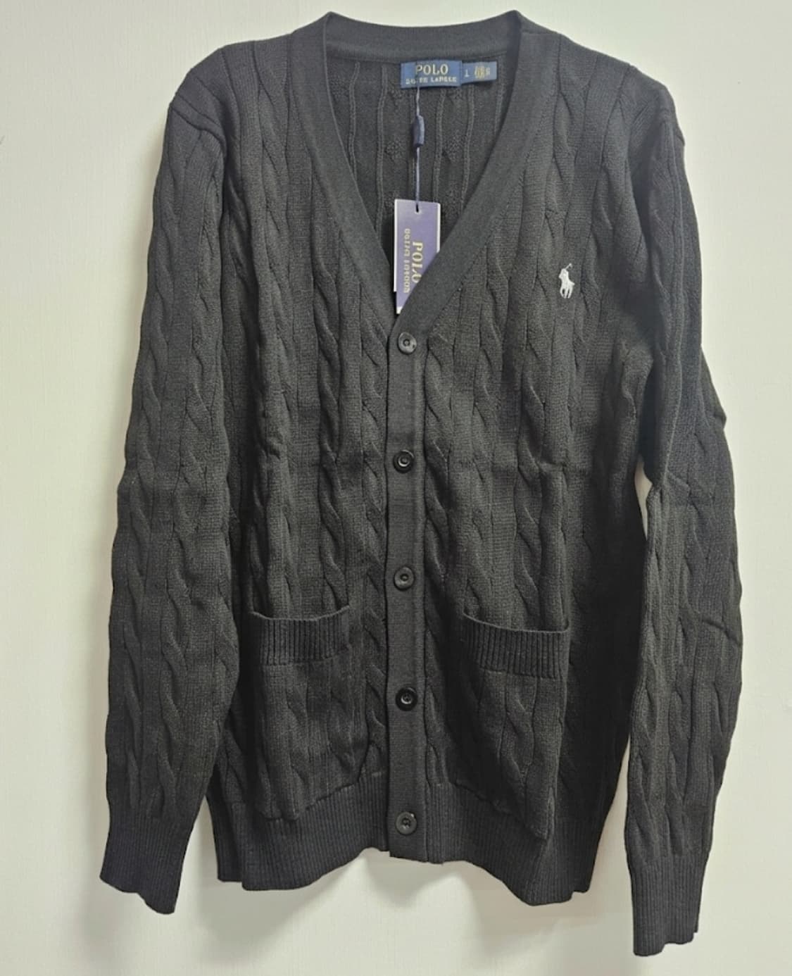 폴로 가디건 남성용 블랙 라지 새상품 상품이미지1