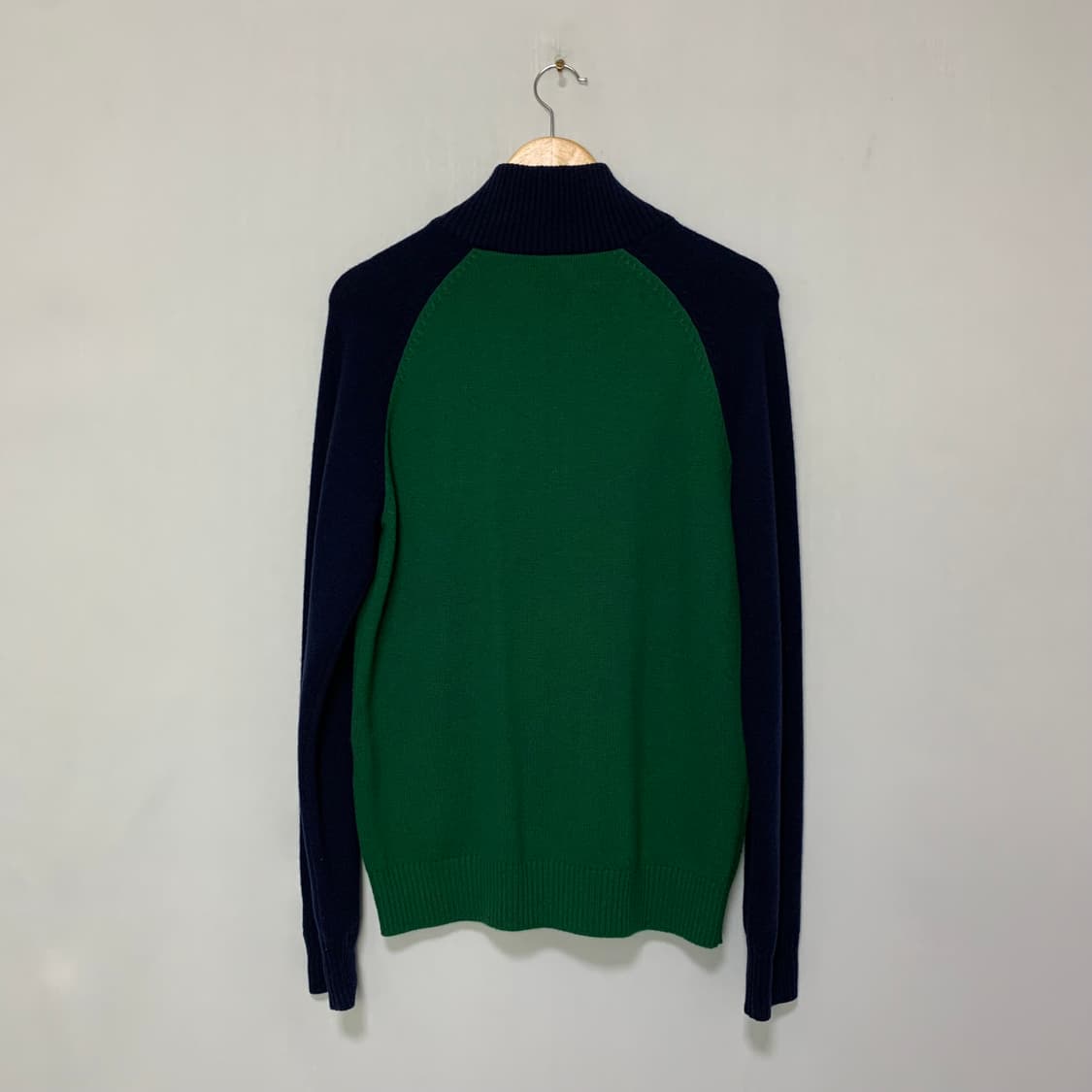 라코스테 그린/네이비 니트 집업 가디건 빈티지 남녀공용 4사이즈 상품이미지4