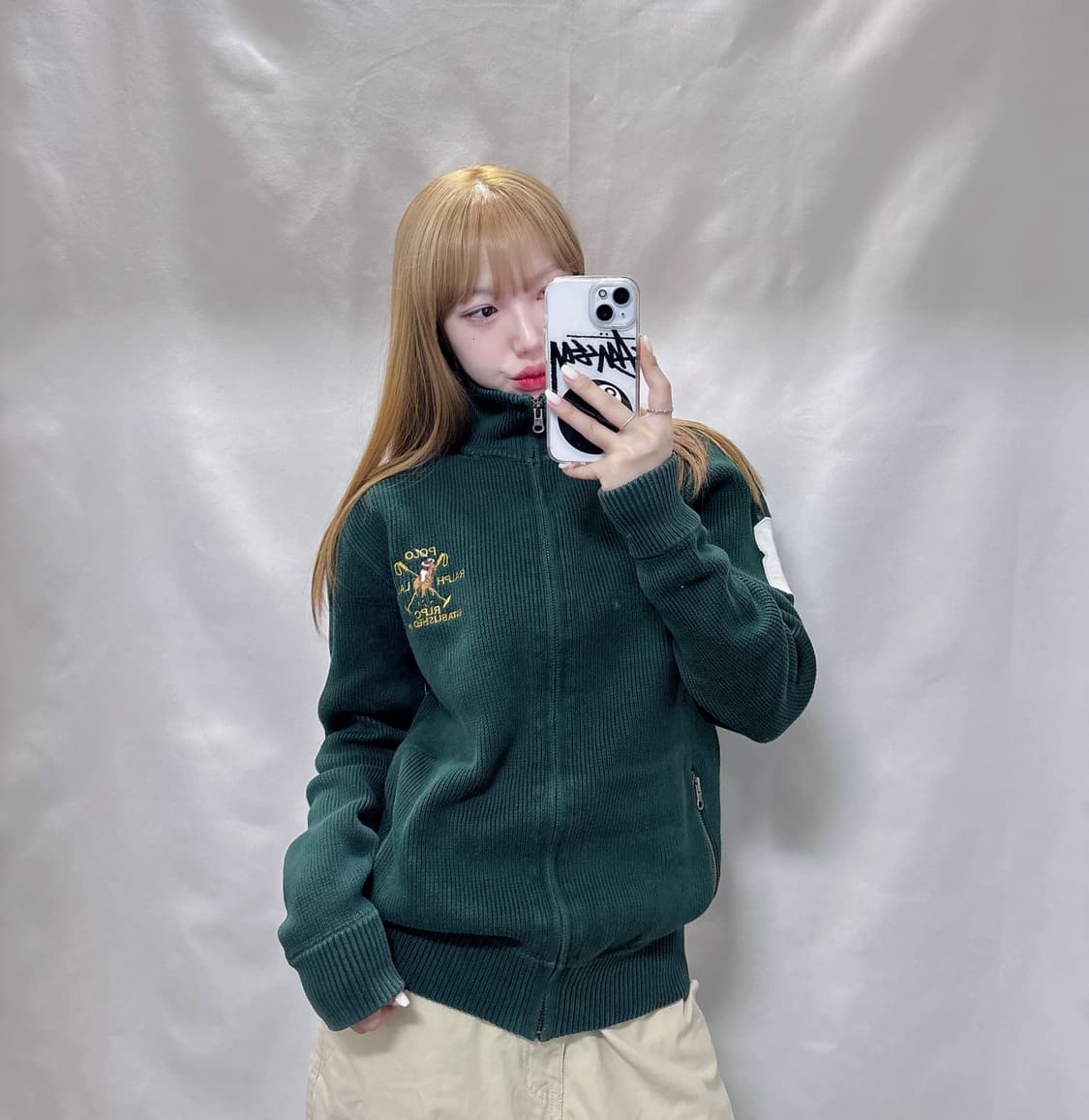 폴로 랄프로렌 딥그린 빅포니 니트집업  상품이미지1