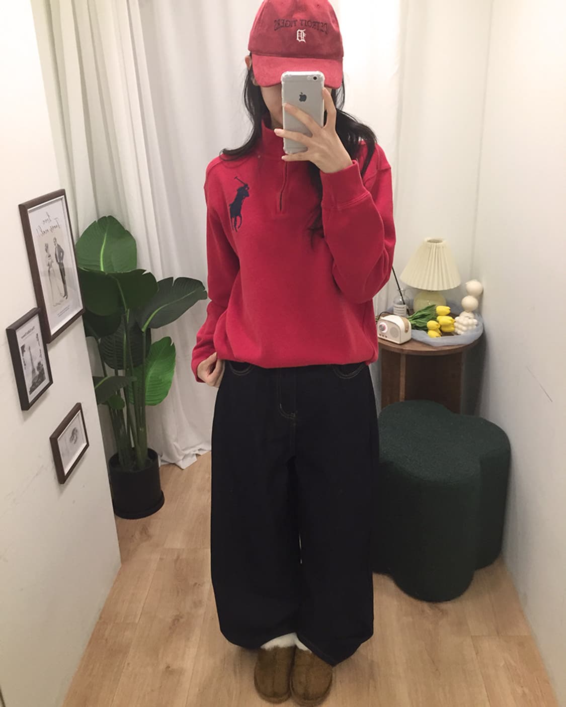 여성 폴로 빅포니 스웻 반집업 100 상품이미지1