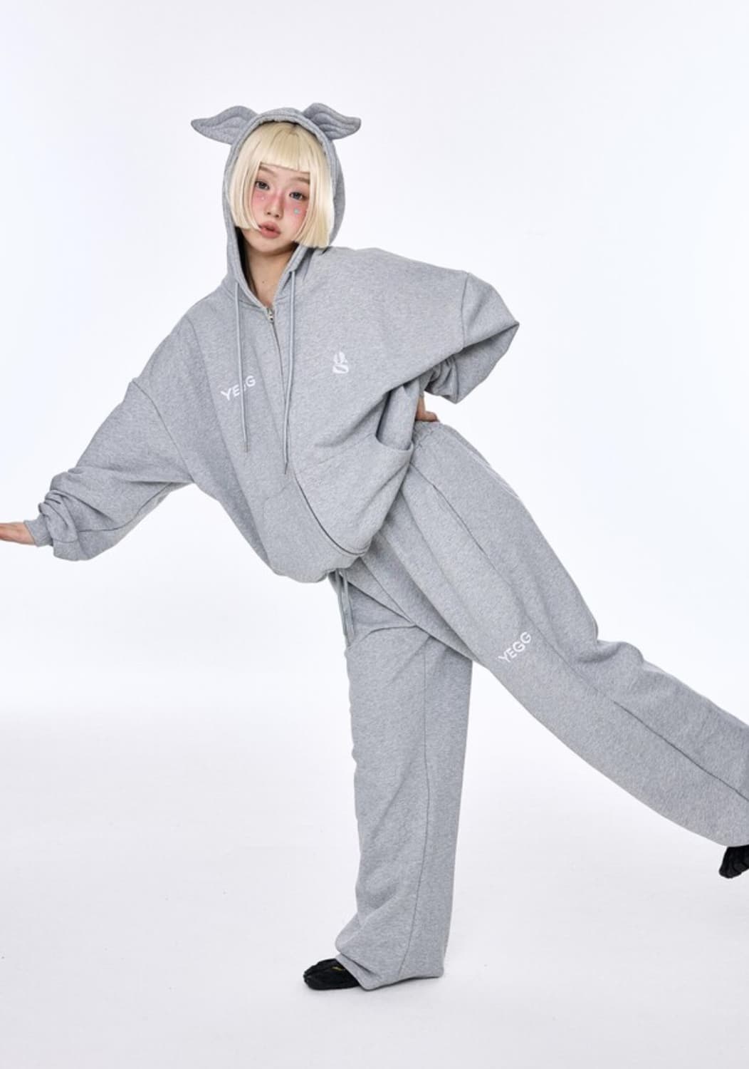 yegg 예그 윙 후디 그레이 후드집업 상품이미지2