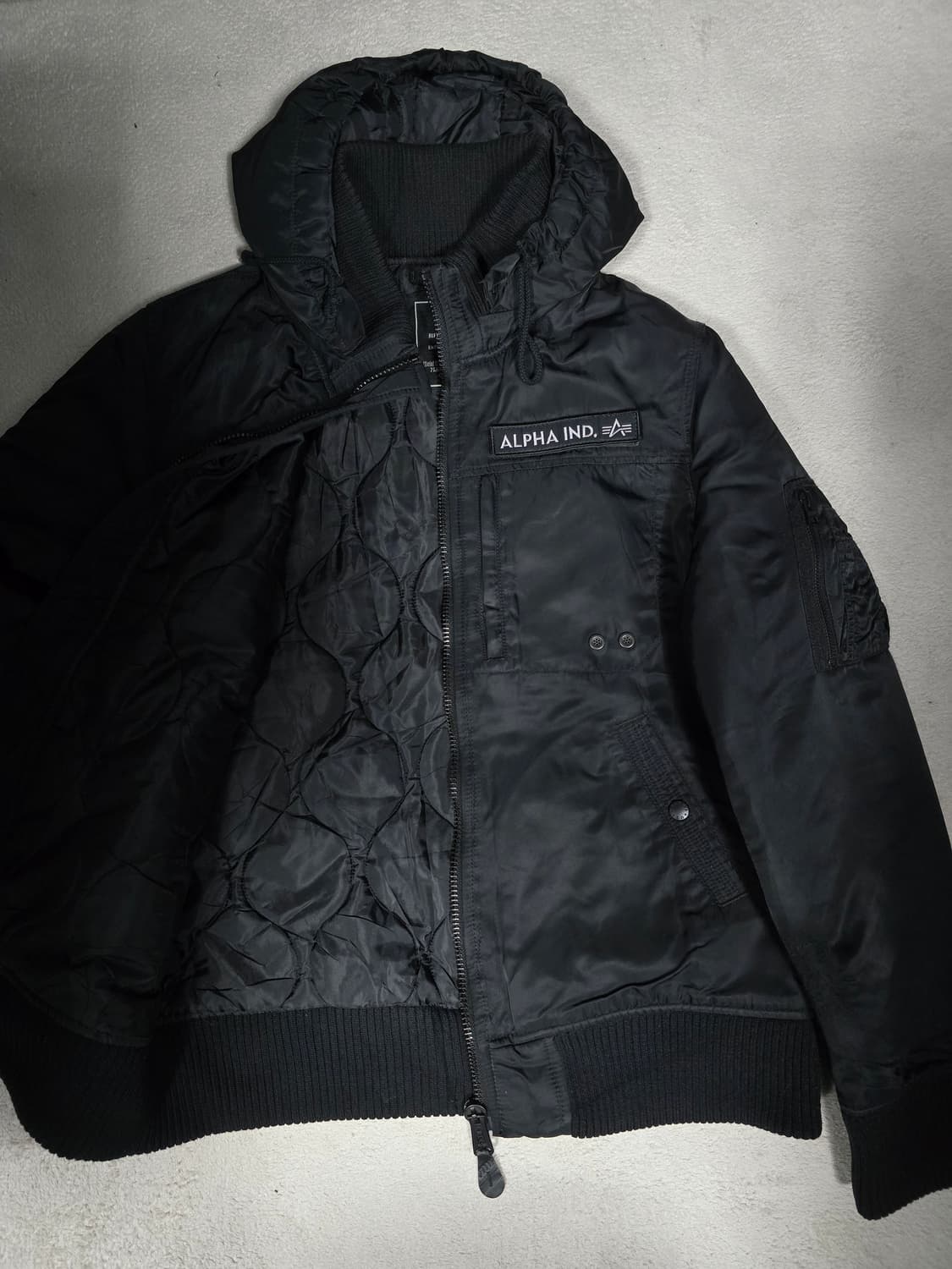 알파인더스트리 후드 MA-1 블랙 봄버 자켓 XL사이즈 상품이미지7