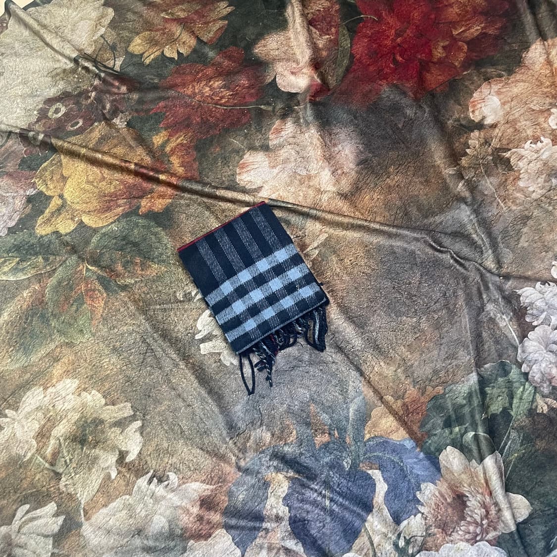 버버리 빈티지 울캐시미어 네이비체크머플러 상품이미지1