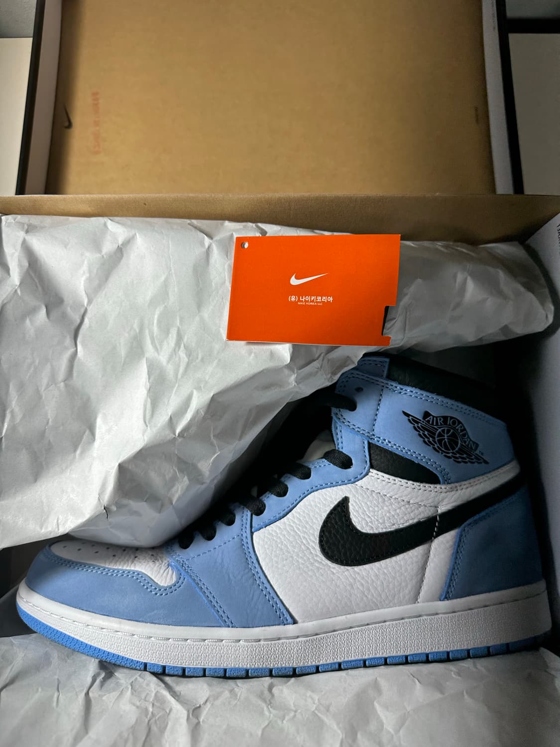 조던1하이 OG 유니버시티블루(나이키코리아탭,285사이즈,새상품급) 상품이미지1