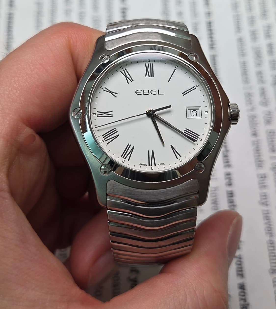 명품 에벨(EBEL) 클래식 웨이브 화이트로만 쿼츠 브레이슬릿 ver.  상품이미지3