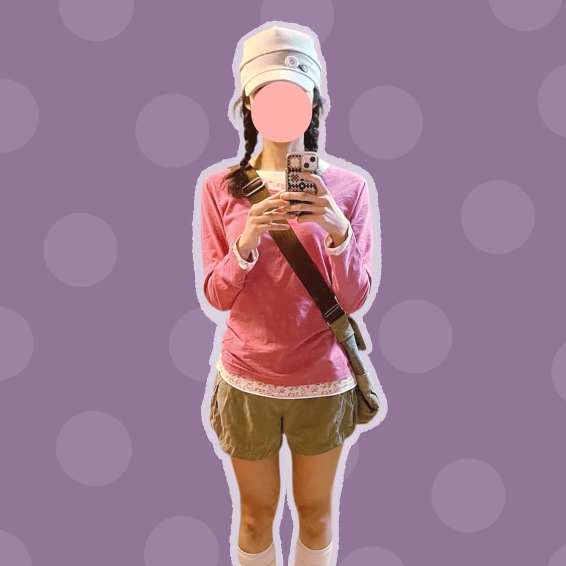 빈티지 진달래핑크 플라워 레이어드 티셔츠 상품이미지2