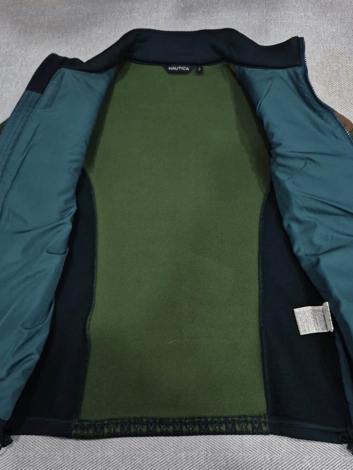 노티카 초록색 패턴 플리스후리스 재킷 여성 90사이즈(상태 최상급) 상품이미지4