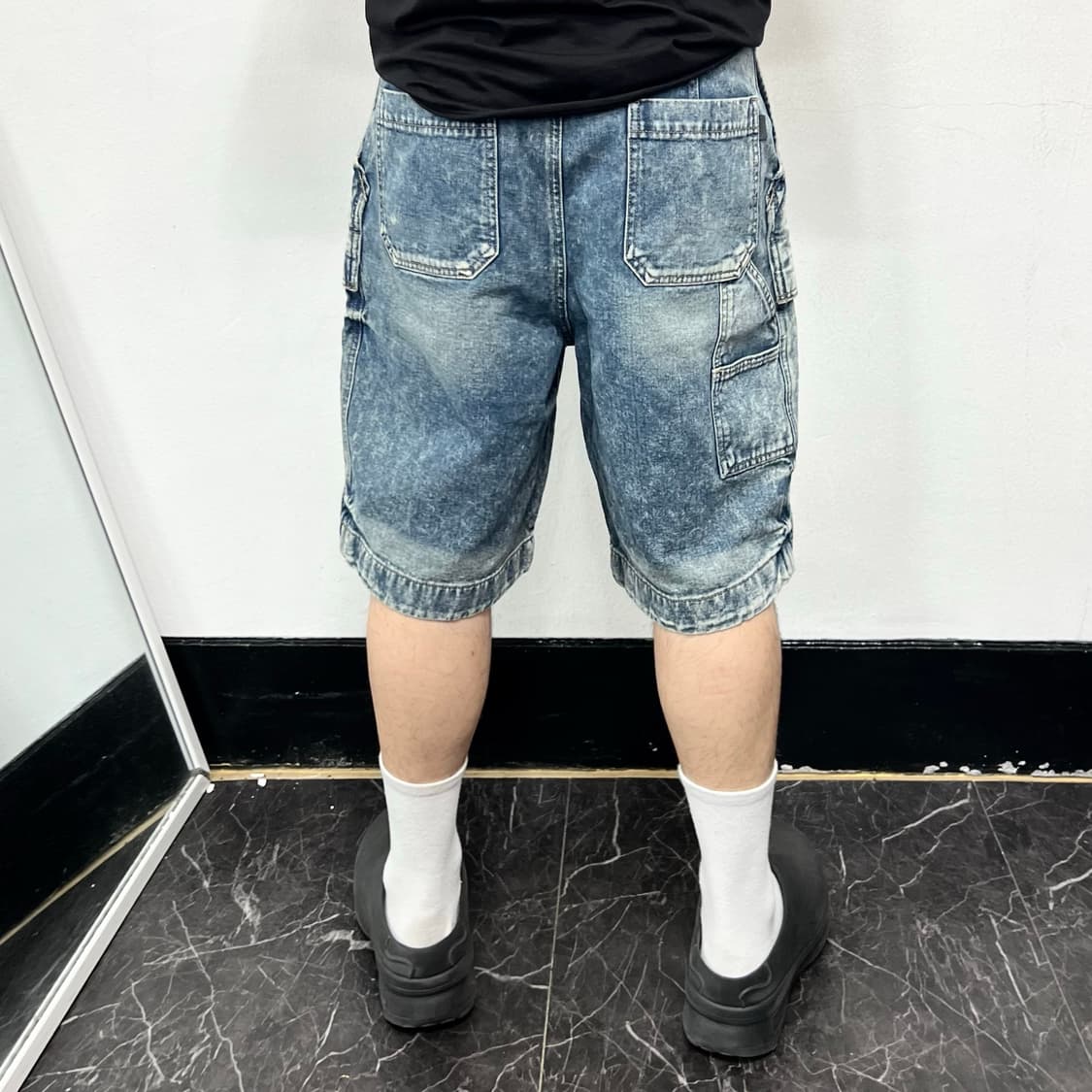 준지 에시드 워시 카고 데님 하프 팬츠 상품이미지3