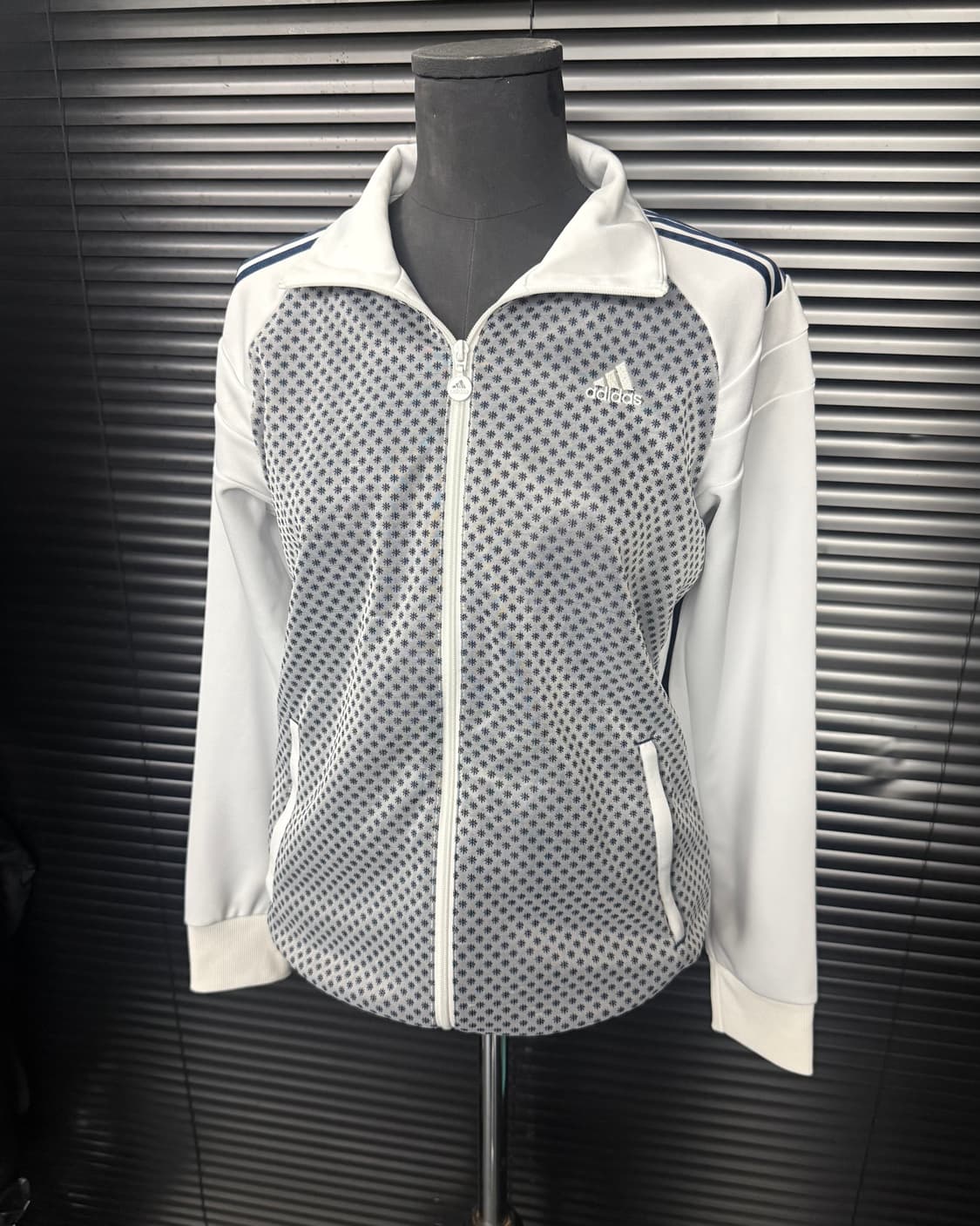 아디다스 땡땡이 도트 화이트 흰색 져지 트랙탑 집업 L 100 올드스쿨 상품이미지1