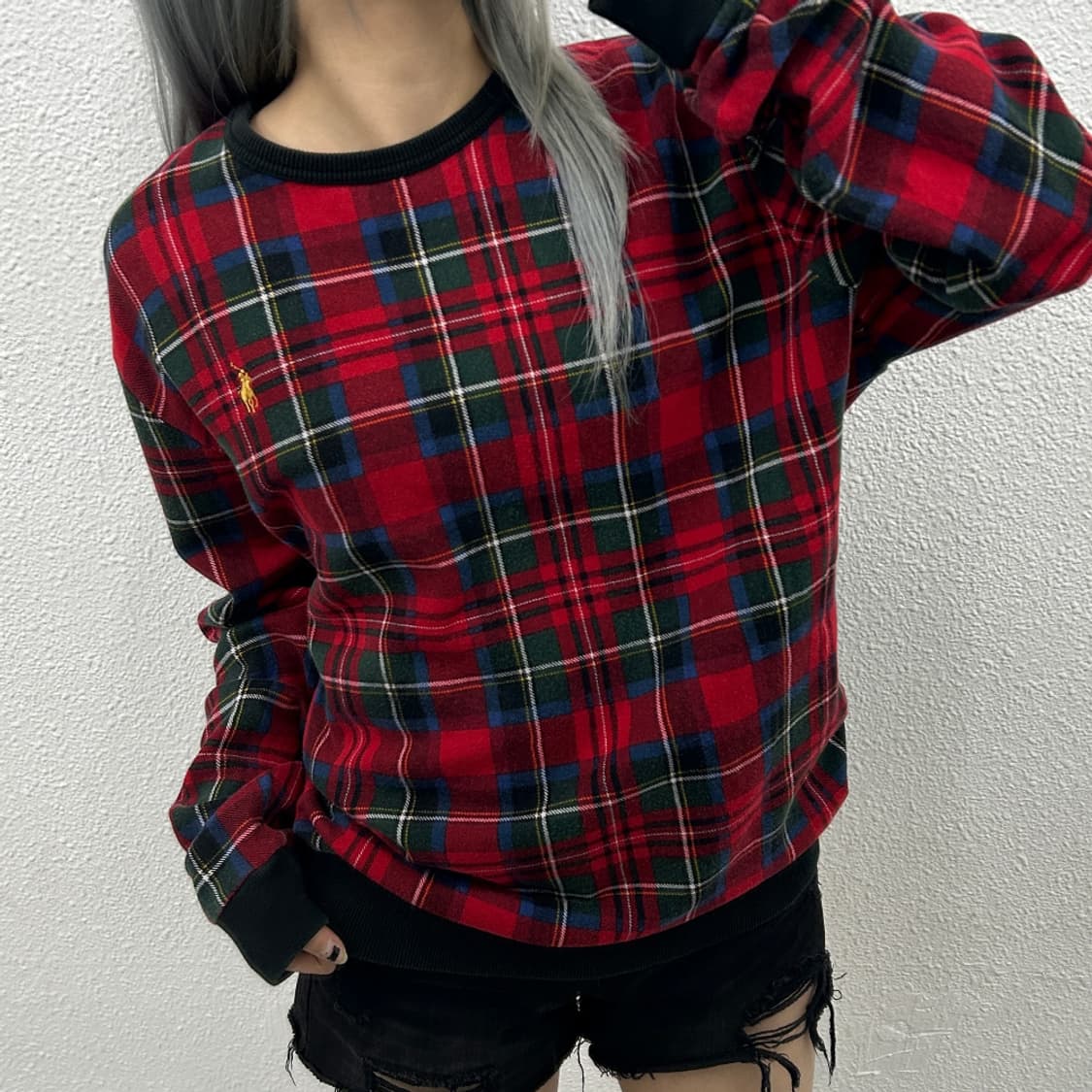 폴로 랄프로렌 옐로우포니 타탄체크 맨투맨 XL 상품이미지1