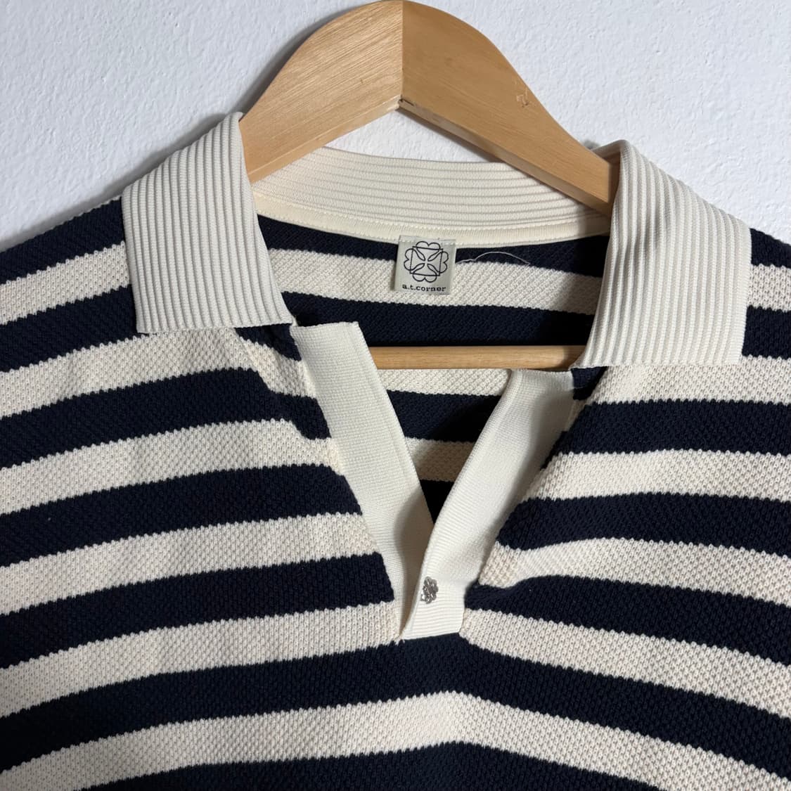 a.t.corner 스트라이프 긴팔 크롭 니트(S) 상품이미지3