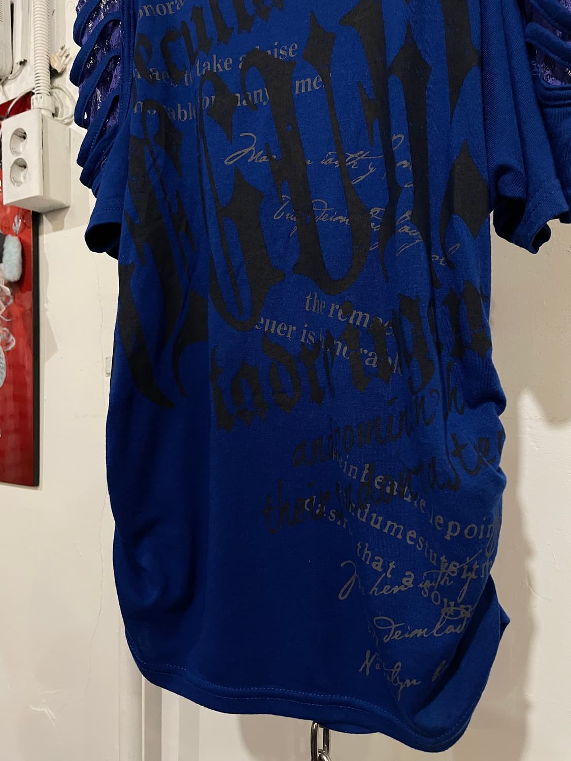 dig deep 디그딥 그런지 디테일 레이스 블루 티셔츠 갸루 상품이미지5