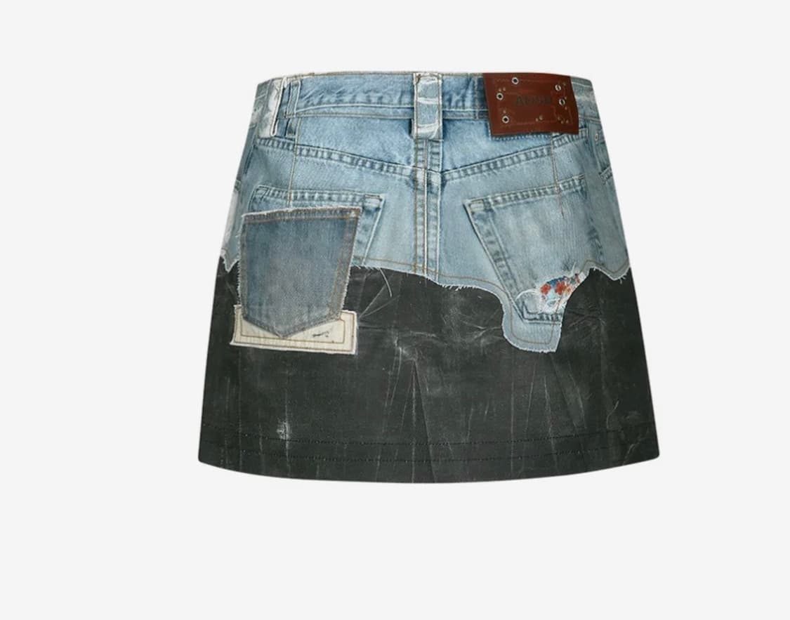 앤더슨벨 포데님&레더 프린티드 미니스커트 상품이미지3