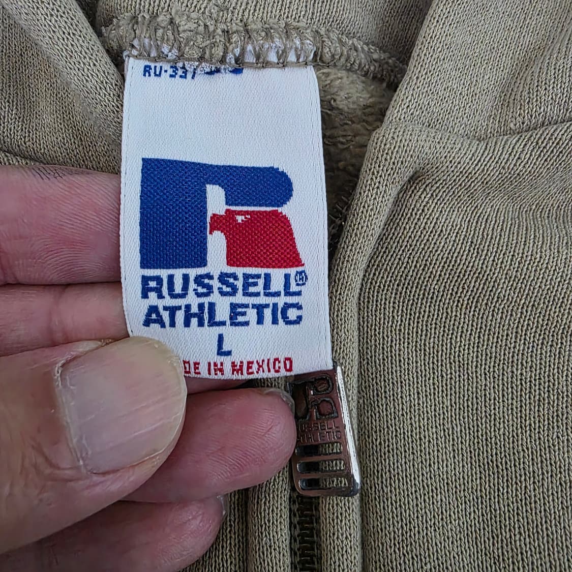 [L] 90s 빈티지 러셀 애슬레틱 탄, 베이지 후드집업 ver. 페인팅 상품이미지8