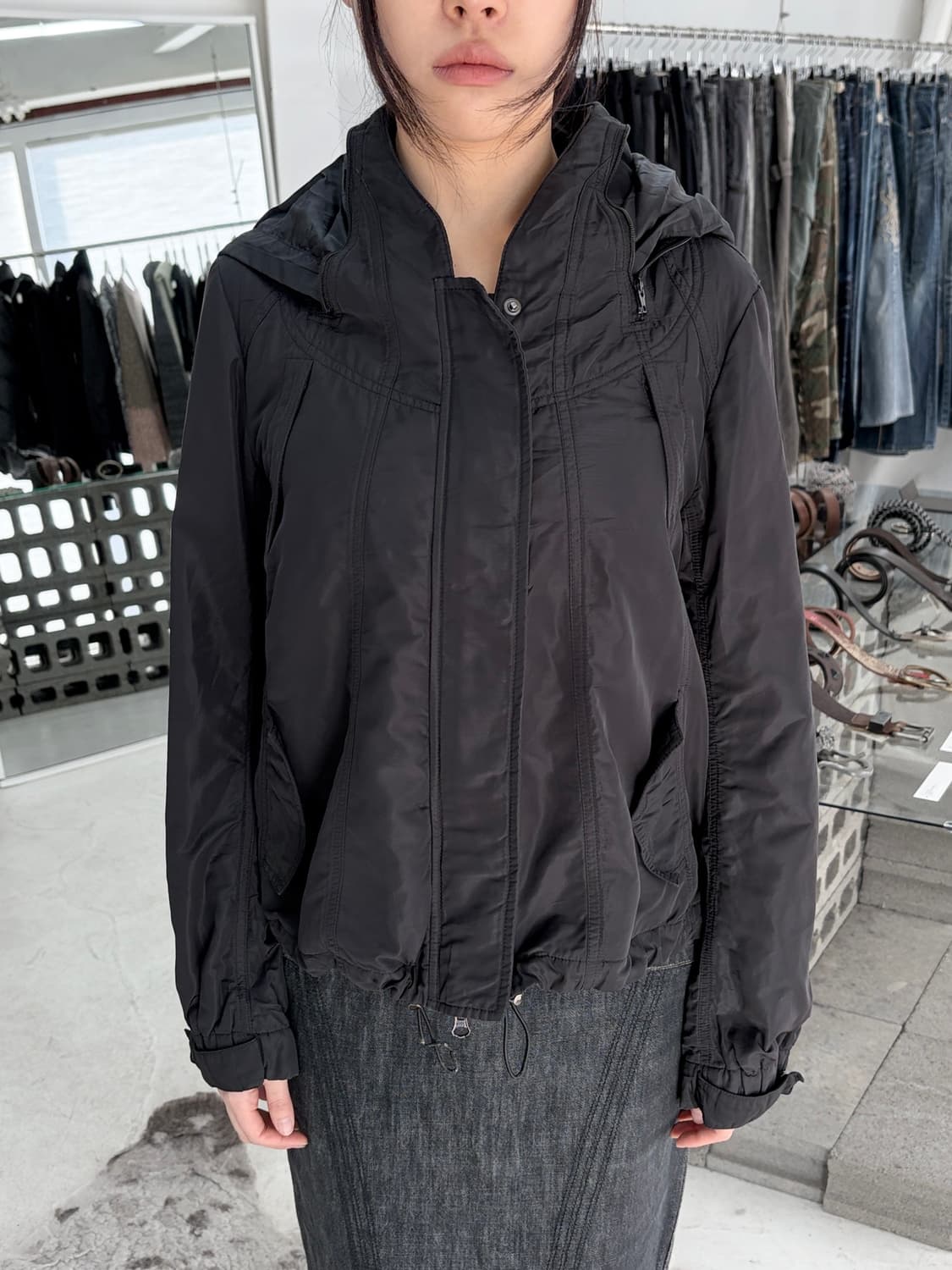 japan vintage 지퍼 절개 후디 봄버 자켓 상품이미지2