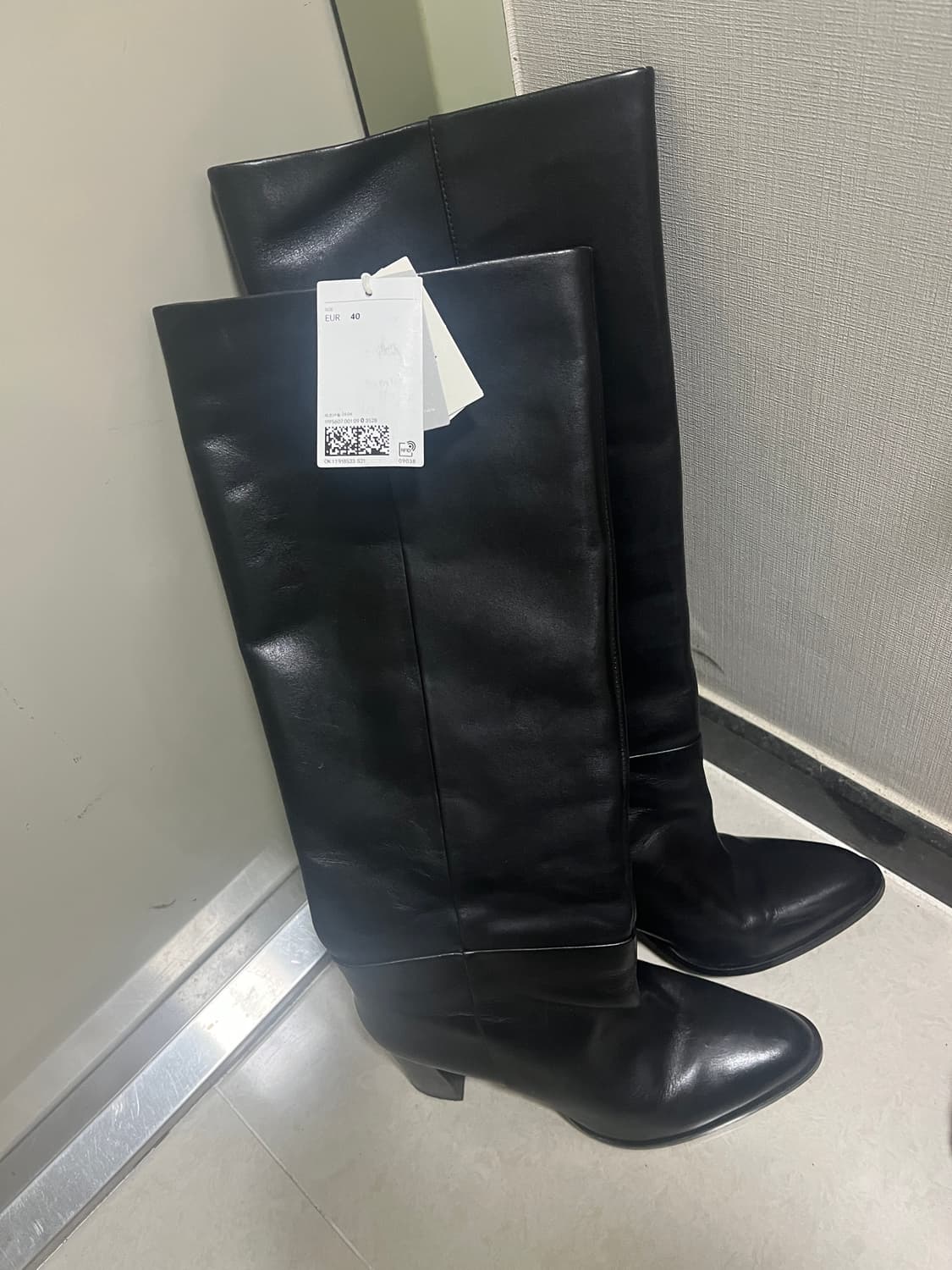 H&M 가죽 니하이 부츠 블랙 상품이미지6