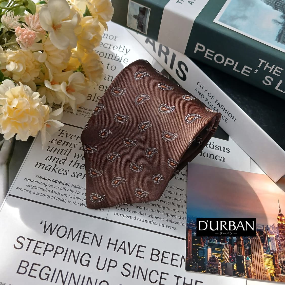 더반 브라운 자카드 페이즐리 넥타이 8.9cm A+등급 e837 상품이미지2