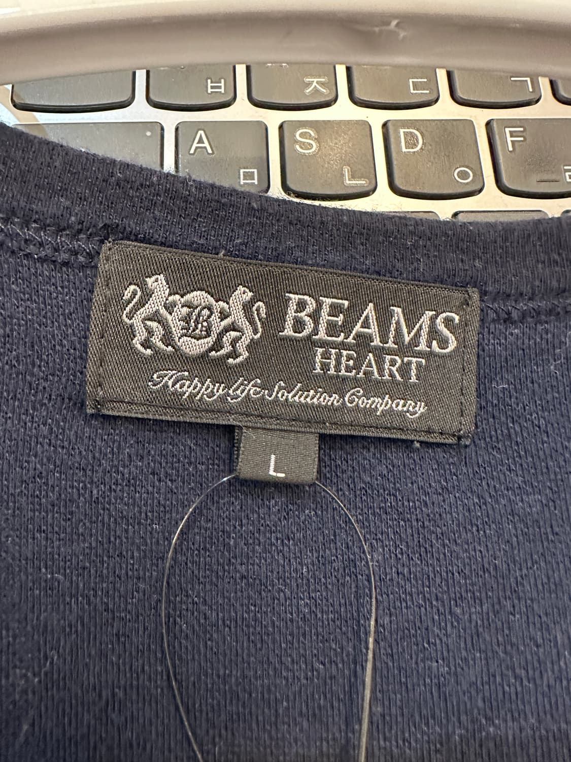 L) 빔즈 하트 다이아몬드 패턴 네이비 그레이 가디건 상품이미지3