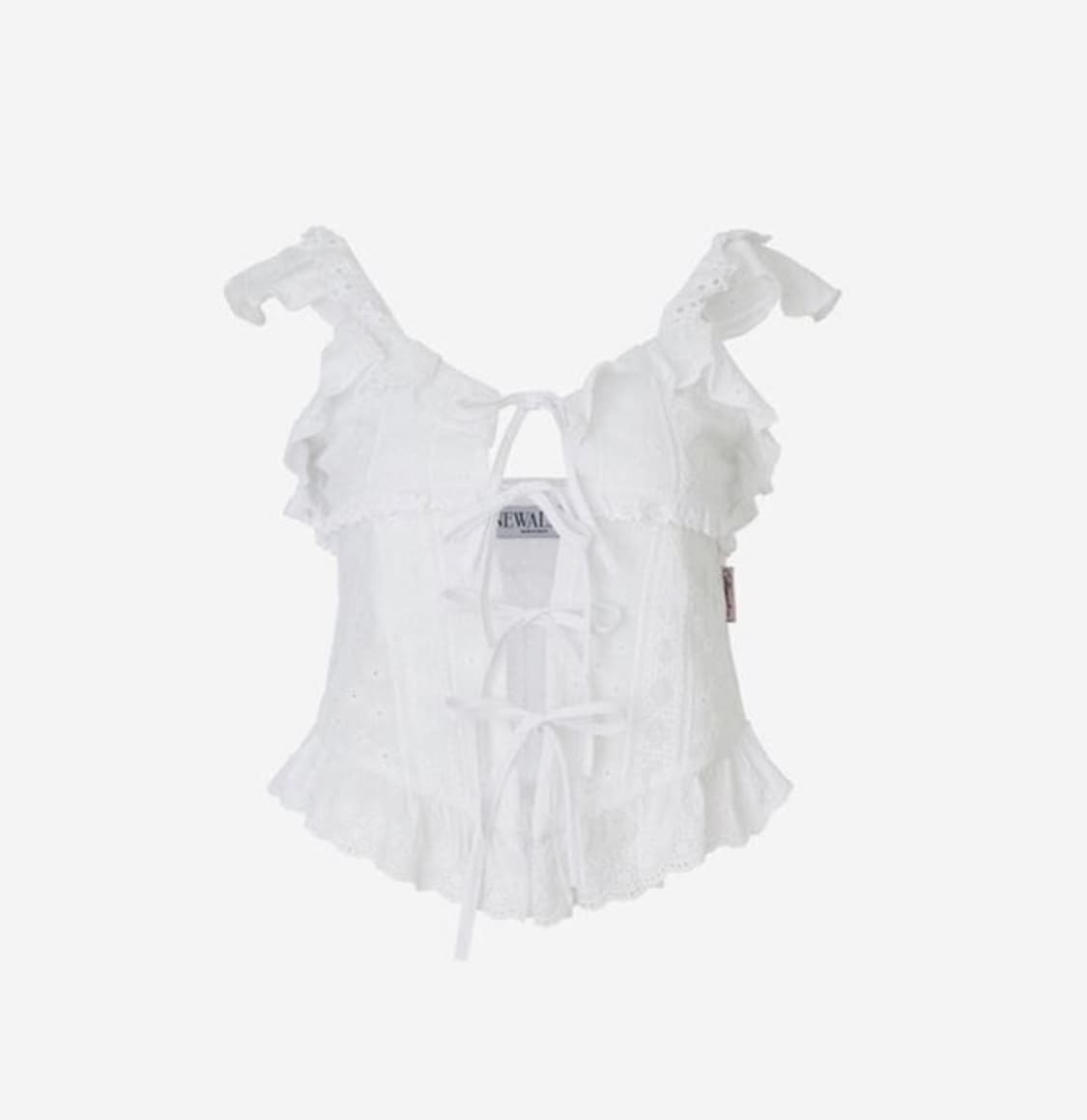 새상품 뉴얼린 엔젤 레이스 슬리브리스 블라우스 화이트 S 상품이미지1