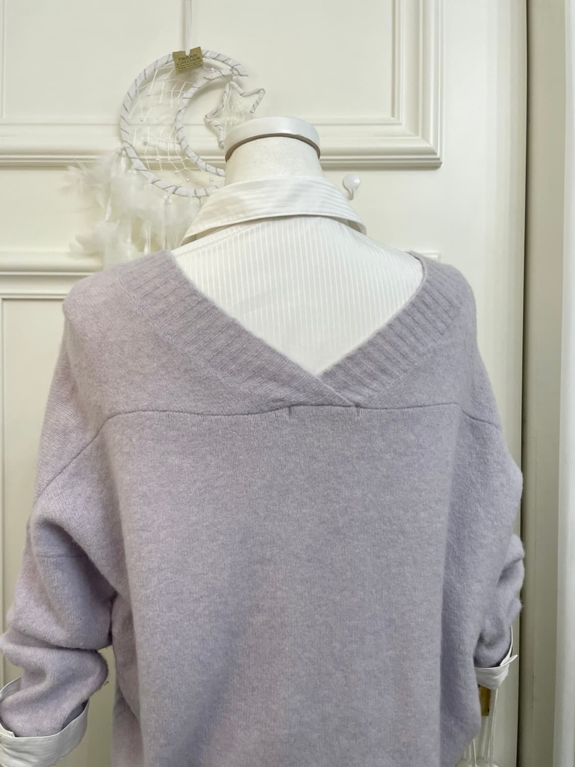 lavender v-neck soft sweater&white basic 상품이미지6