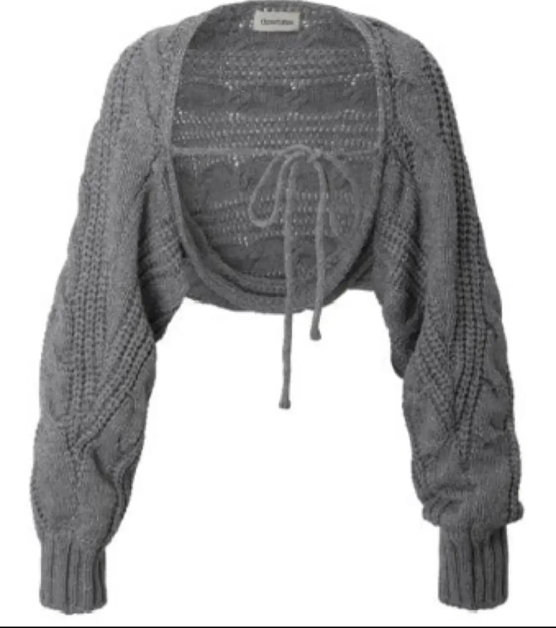 (색별로 각각 판매) 쓰리타임즈 케이블 울 볼레로 쓰탐 가디건 블랙  상품이미지3