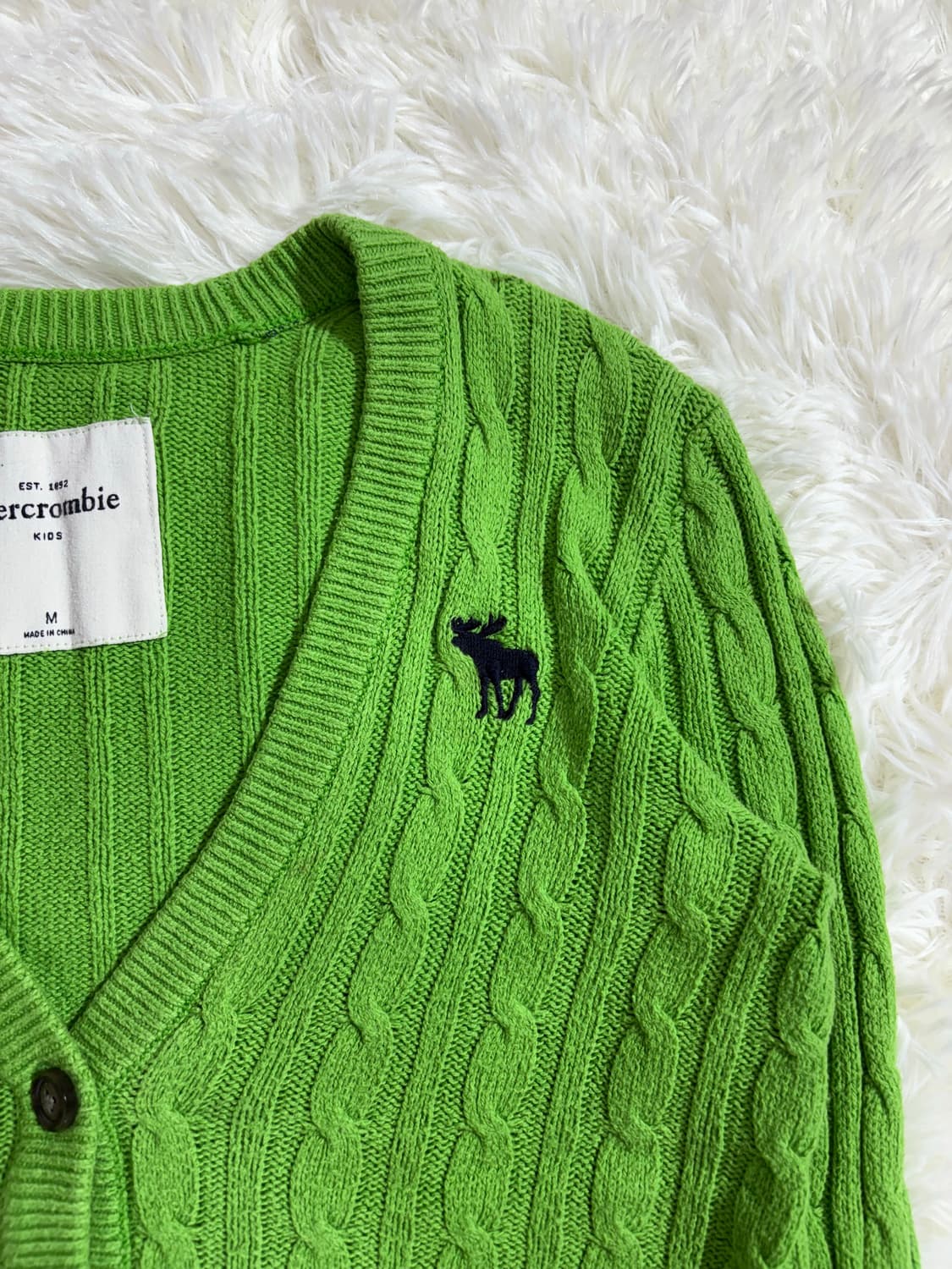 아베크롬비 페일그린 자수로고 꽈배기 가디건  상품이미지5