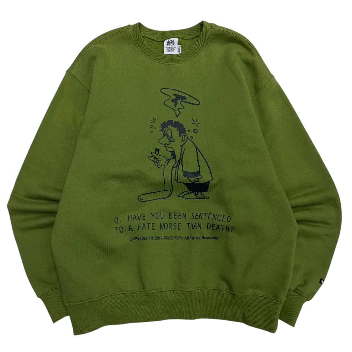 스컬프터 캐릭터 프린팅 딥올리브 맨투맨 M 상품이미지2