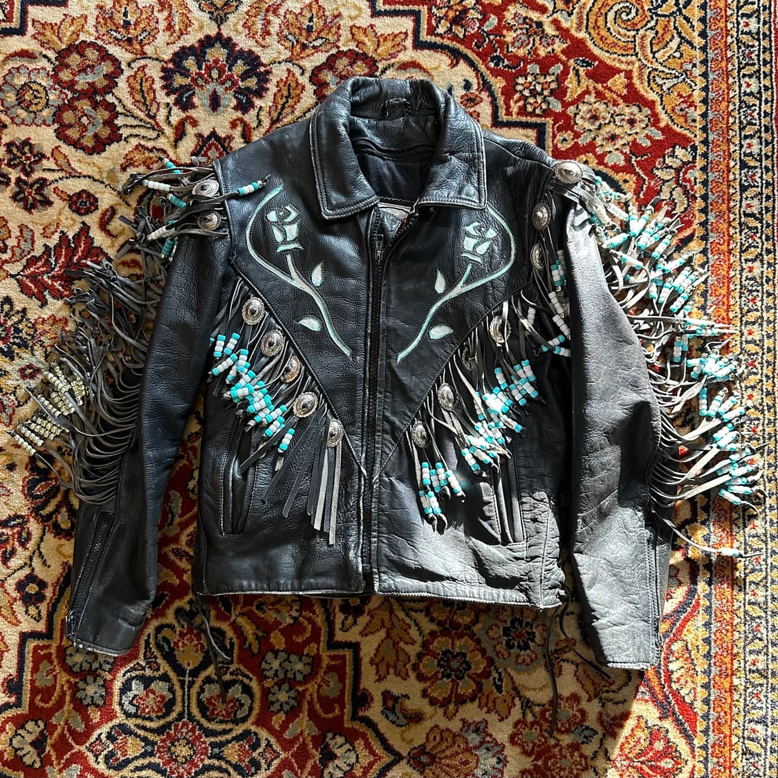 Route 66 '사우스웨스트 로즈' 비즈 프린지 라이더 자켓 (36) 상품이미지1