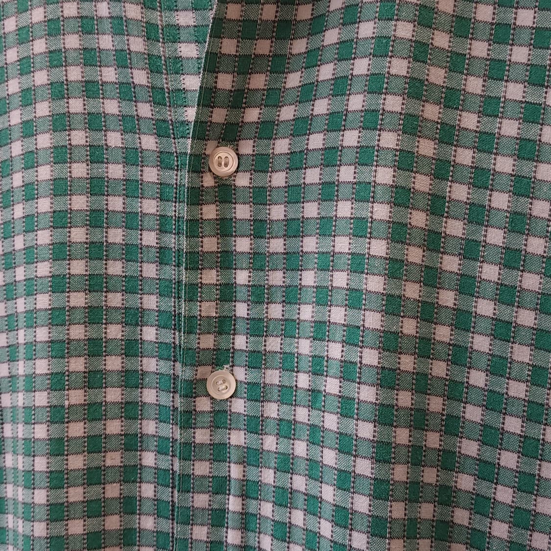 60s 프랑스 워크셔츠 가드너 빈티지 셔츠 그린 체크 롱 튜닉 셔츠 L 상품이미지7
